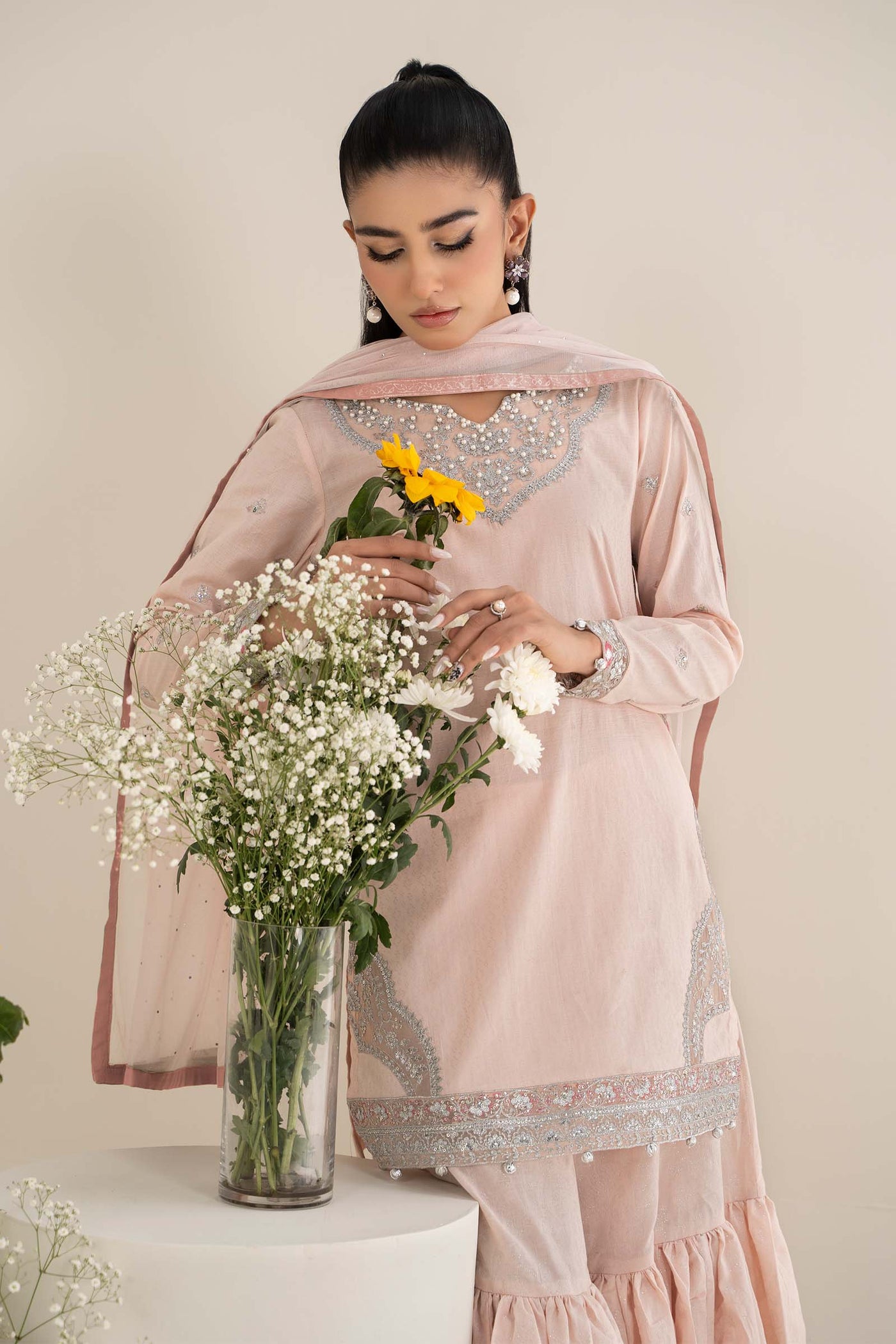 3 Piece Embroidered Dobby Lawn Suit
