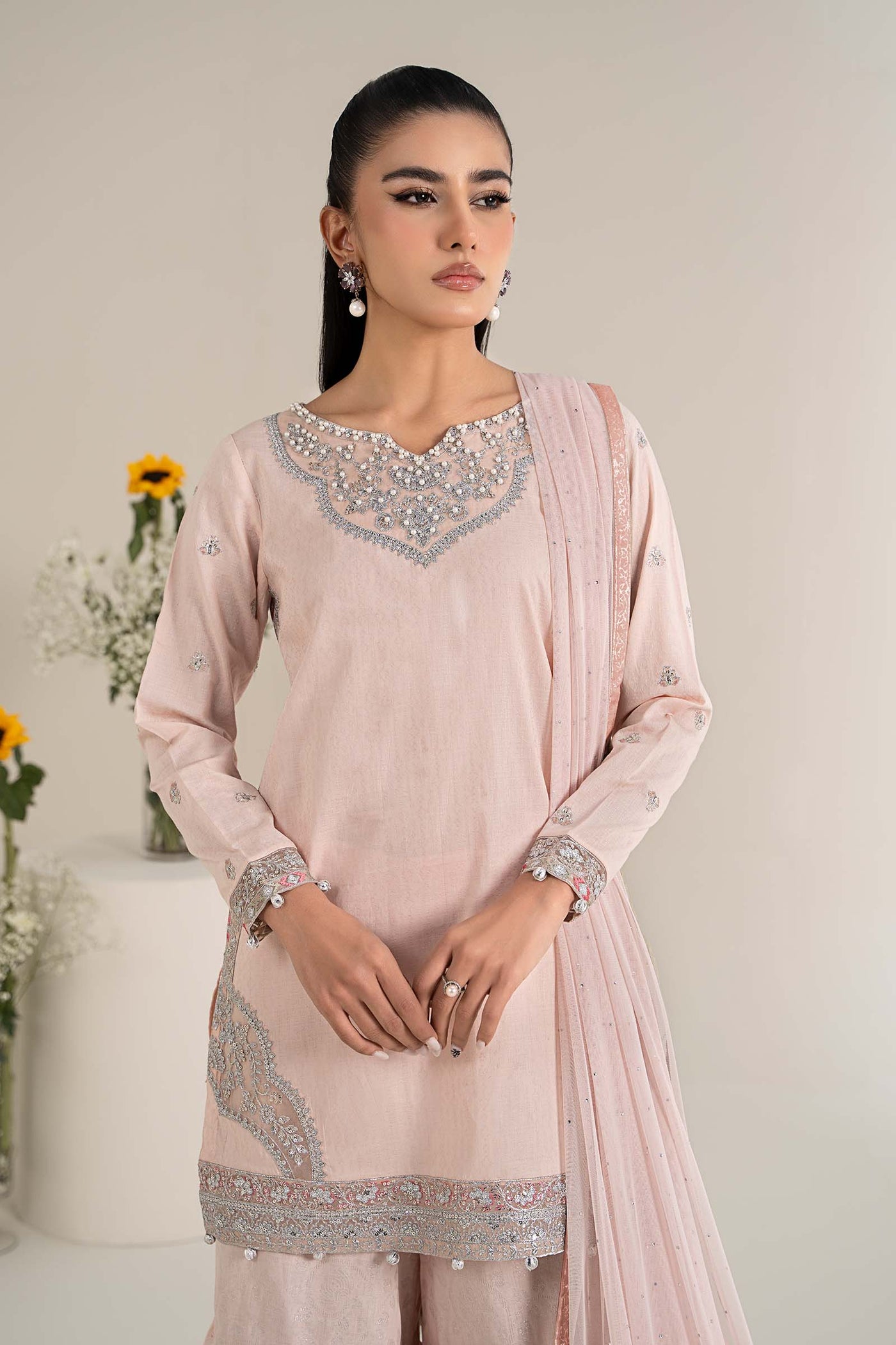 3 Piece Embroidered Dobby Lawn Suit