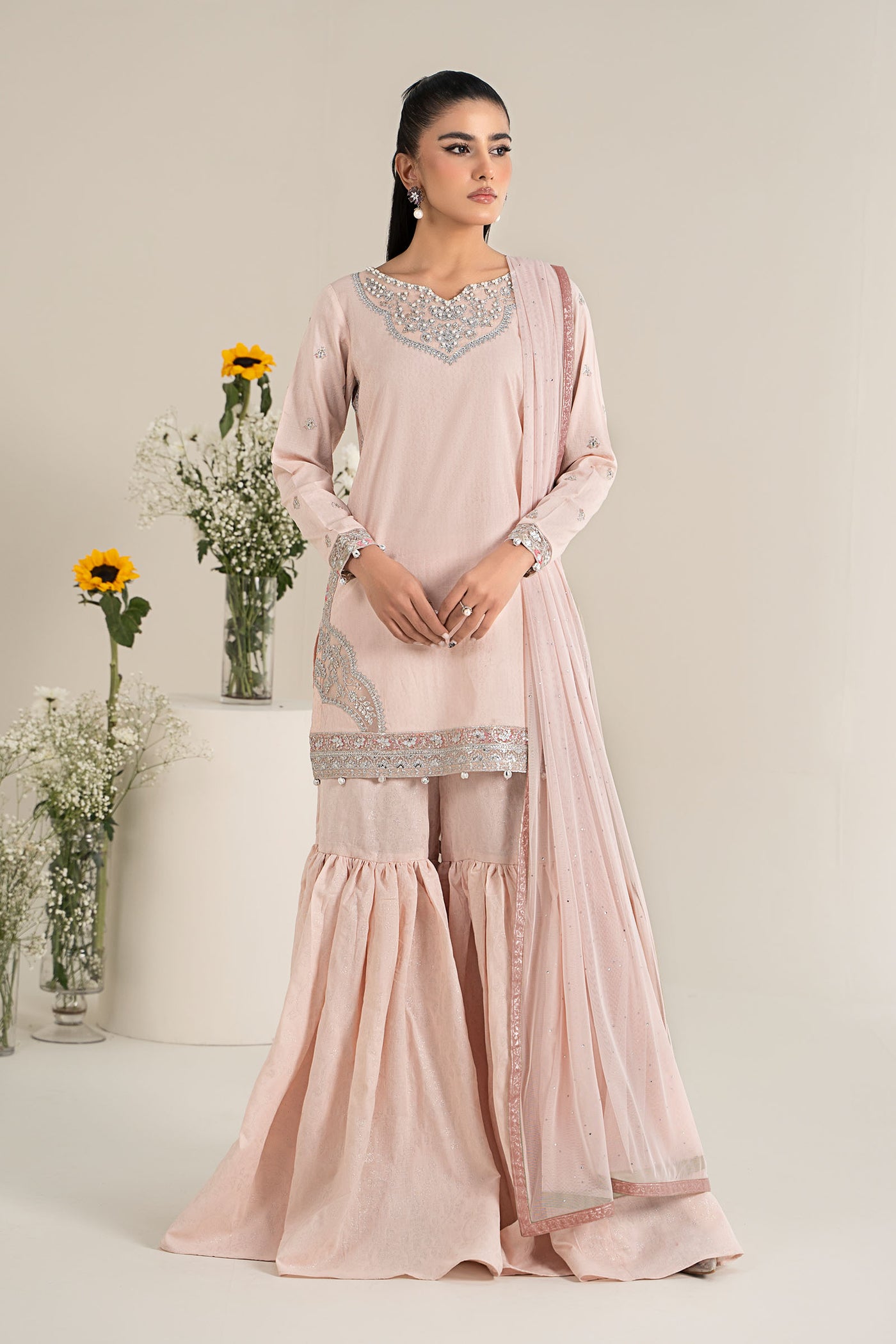 3 Piece Embroidered Dobby Lawn Suit