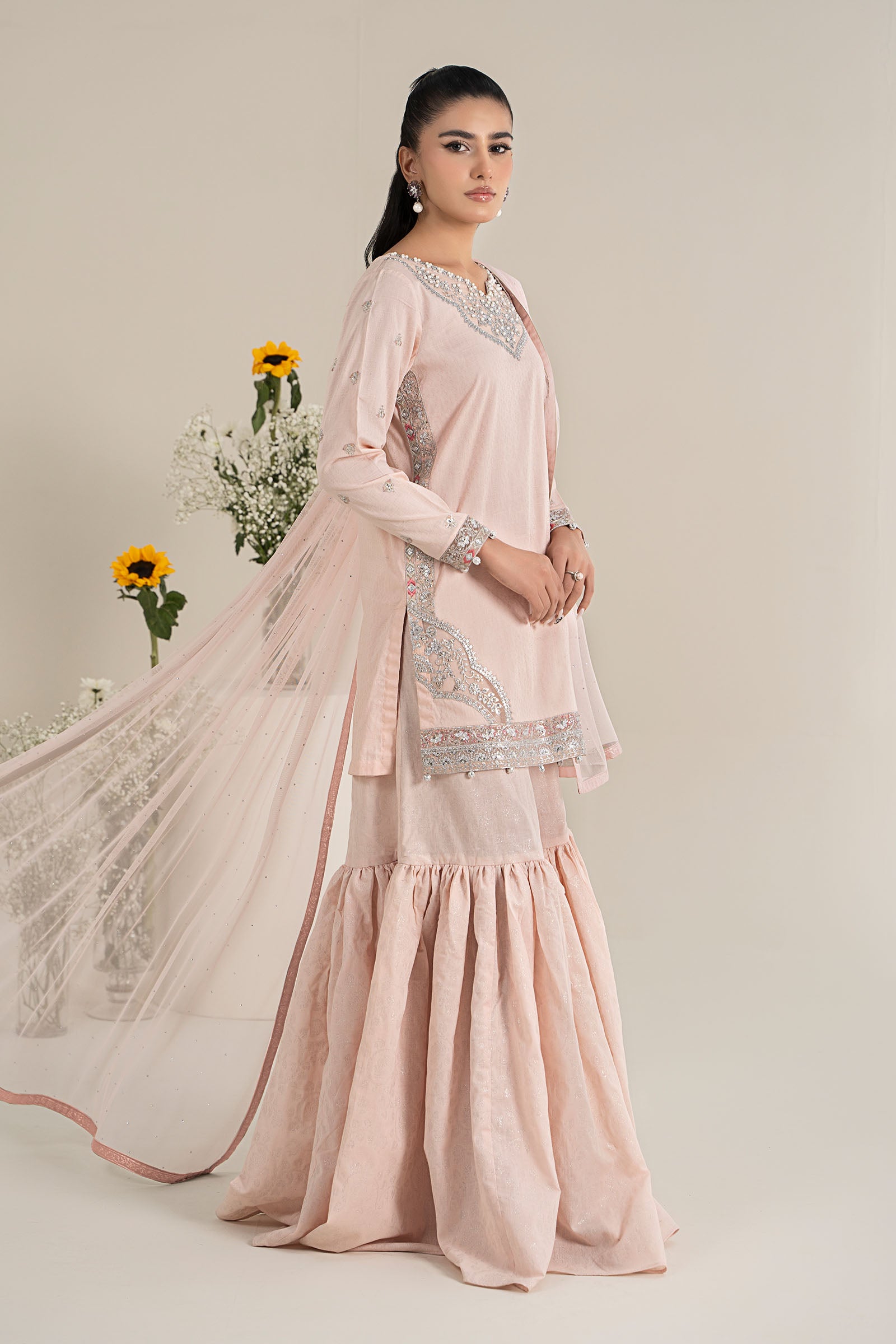 3 Piece Embroidered Dobby Lawn Suit
