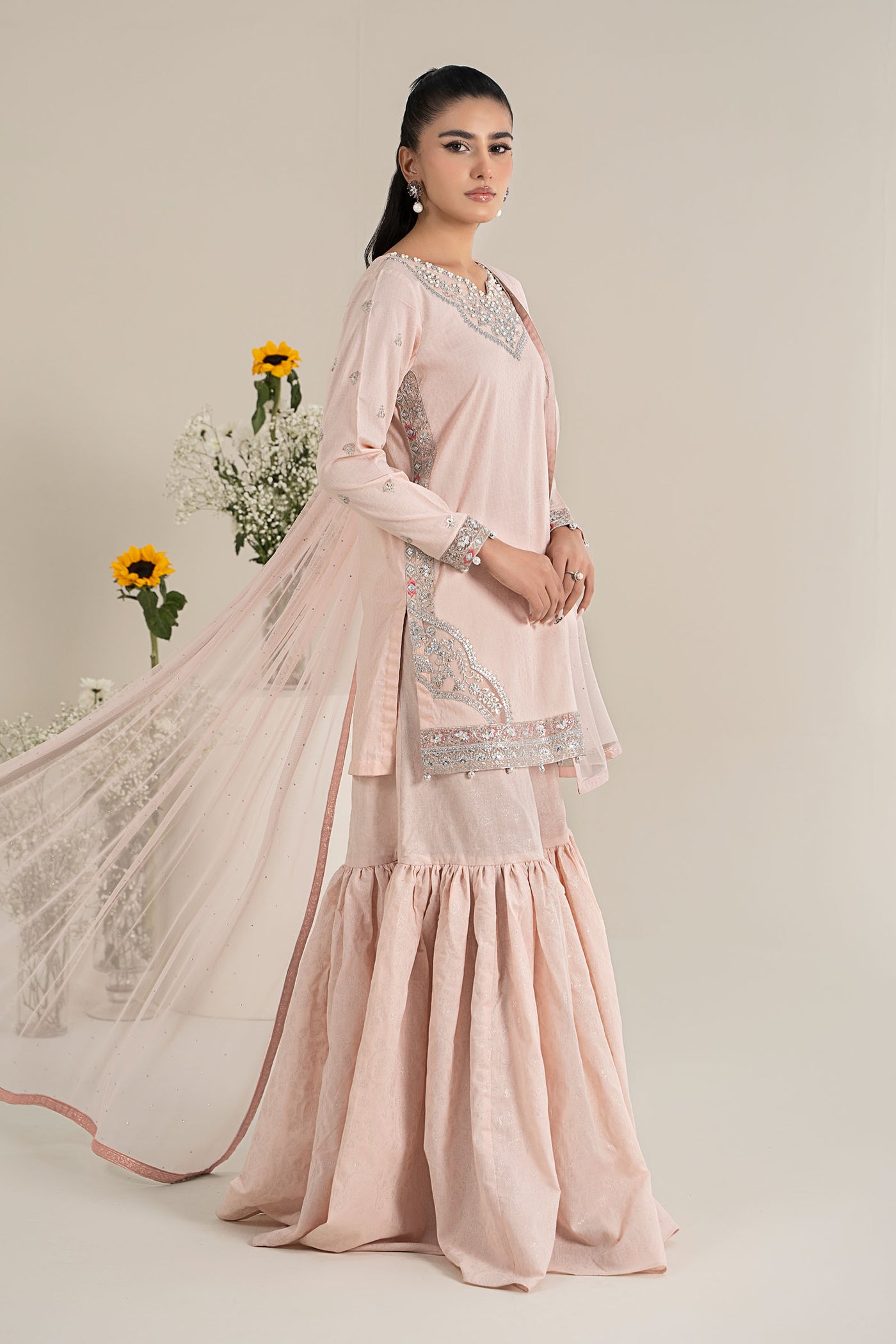 3 Piece Embroidered Dobby Lawn Suit