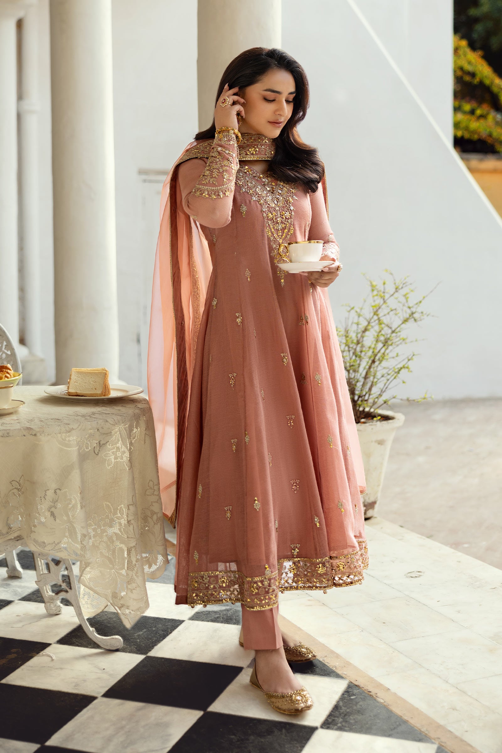 3 Piece Embroidered Cotton Net Suit