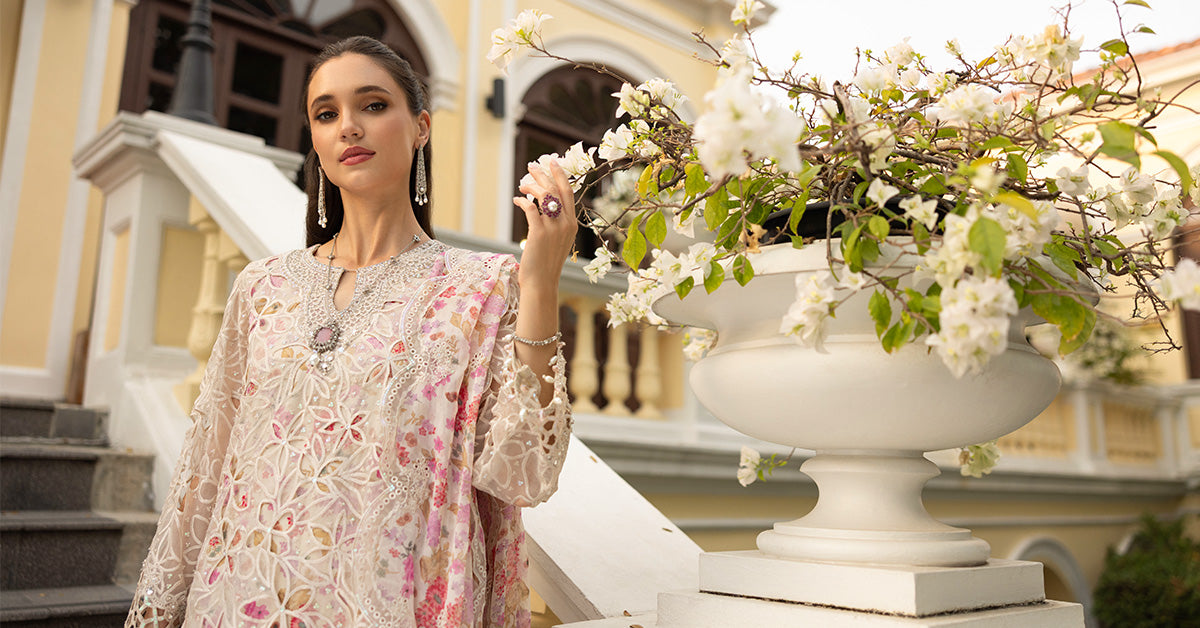 3 Piece Embroidered Organza Suit