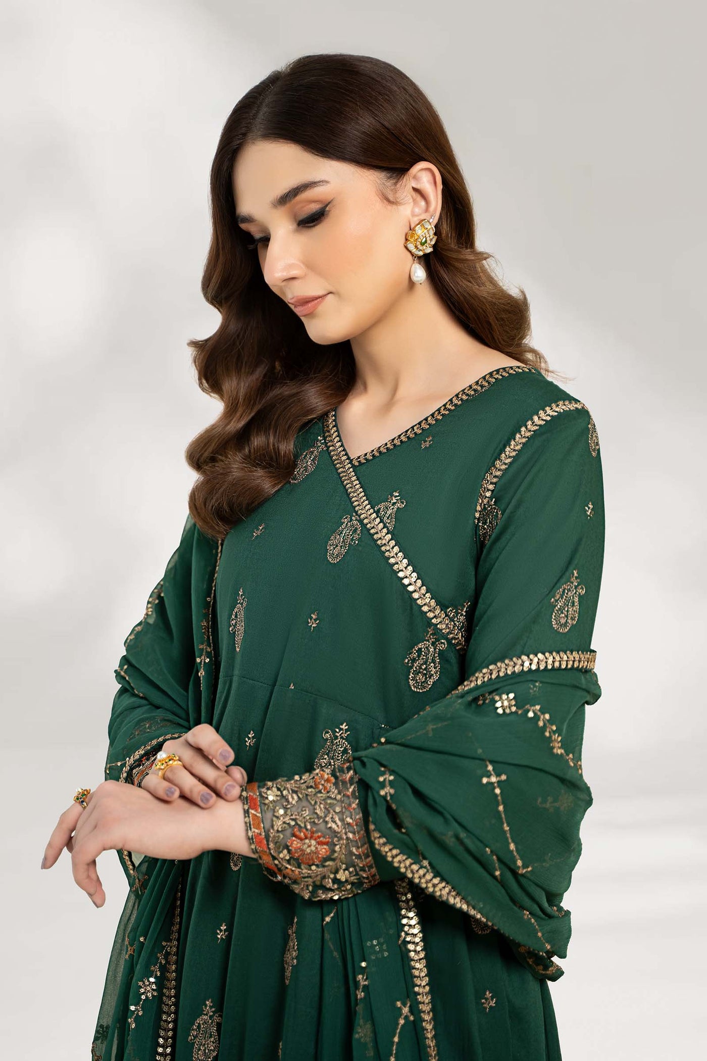 3 Piece Embroidered Cotton Net Suit