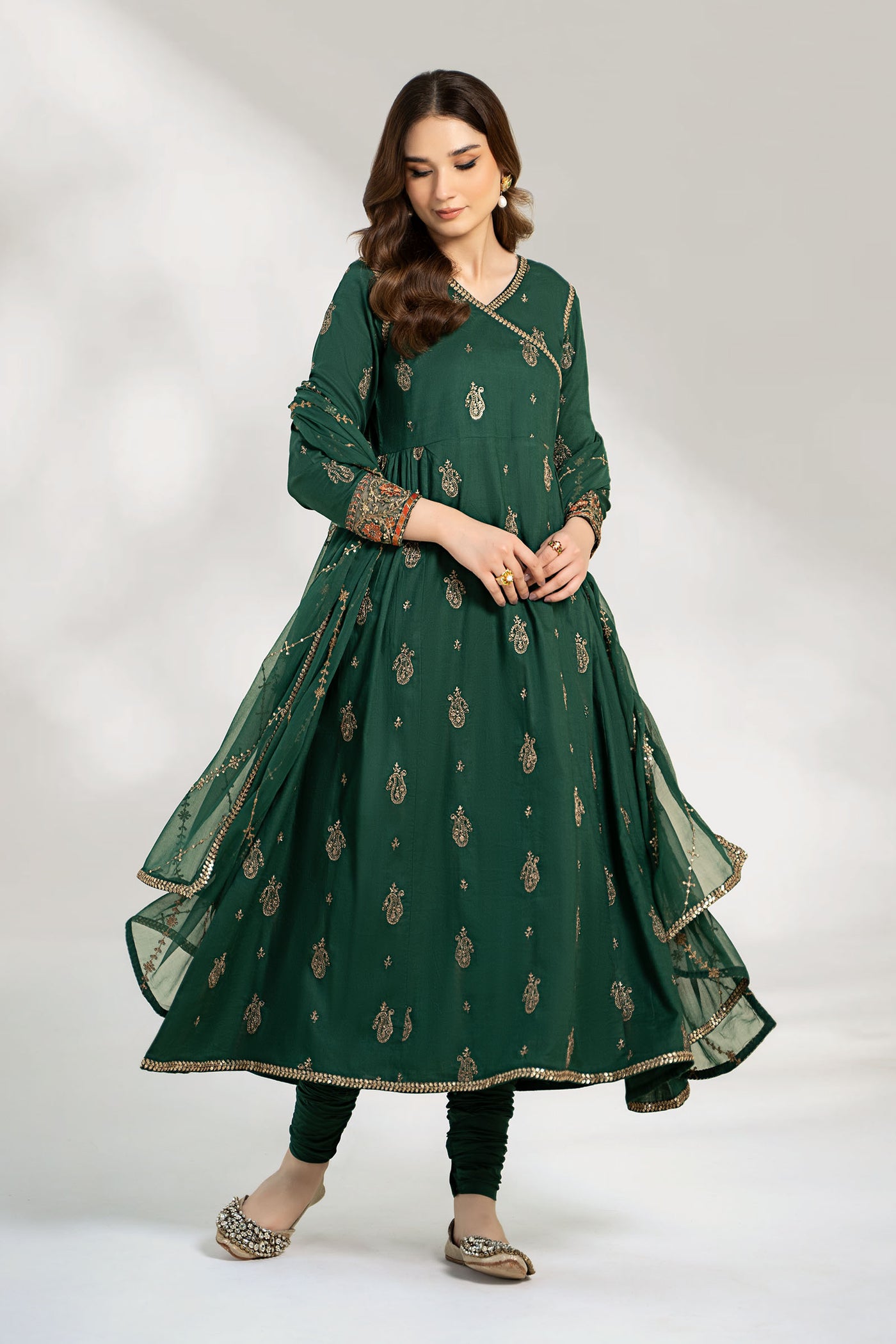 3 Piece Embroidered Cotton Net Suit