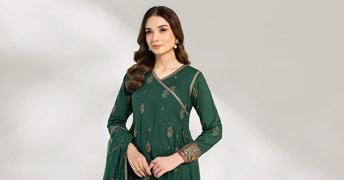 3 Piece Embroidered Cotton Net Suit