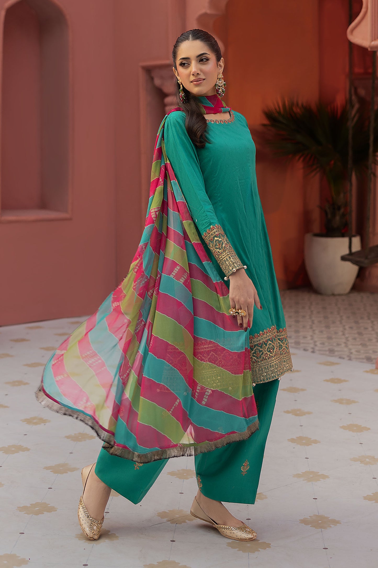 3 Piece Embroidered Self Jacquard Lawn Suit