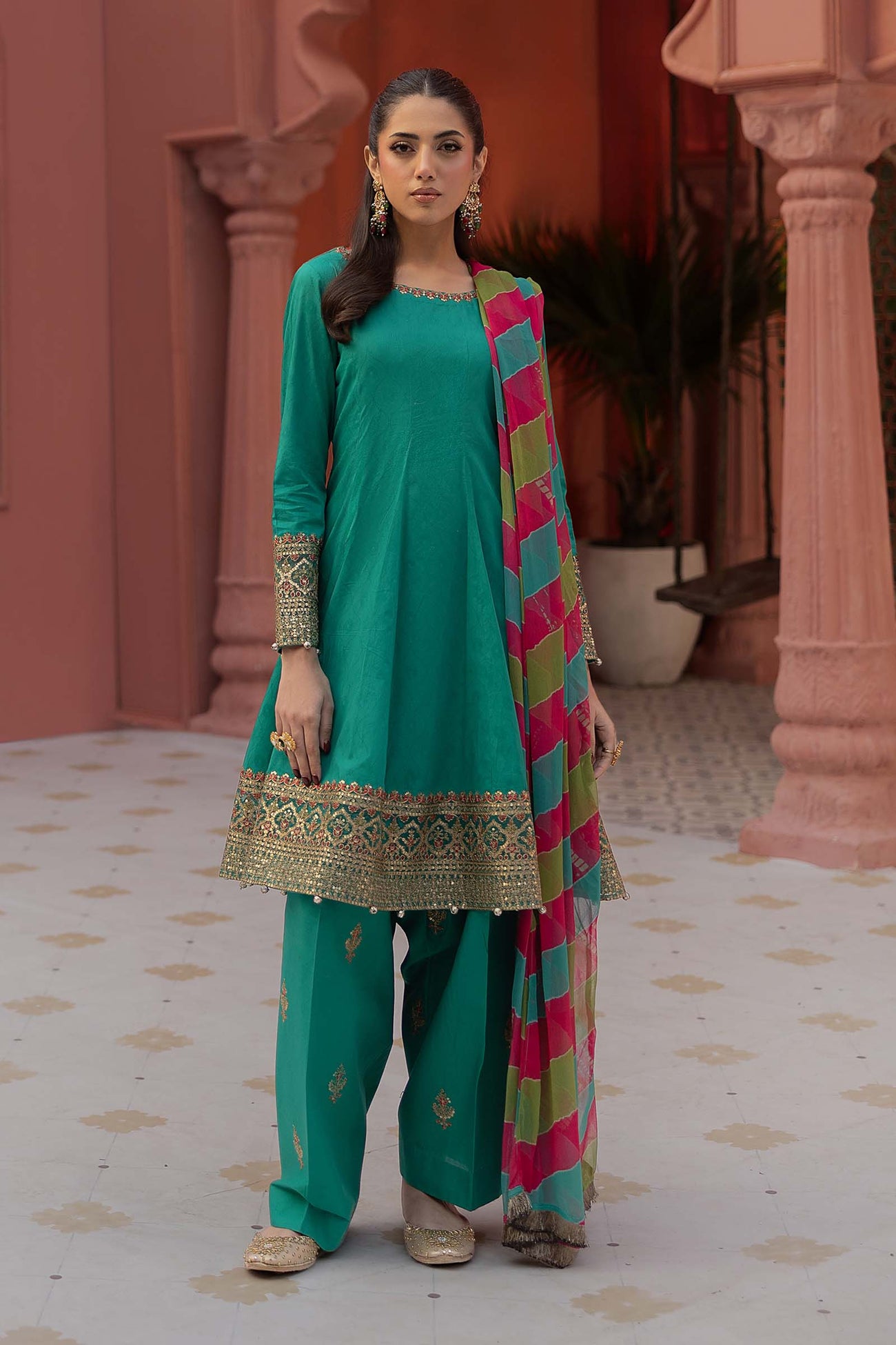 3 Piece Embroidered Self Jacquard Lawn Suit