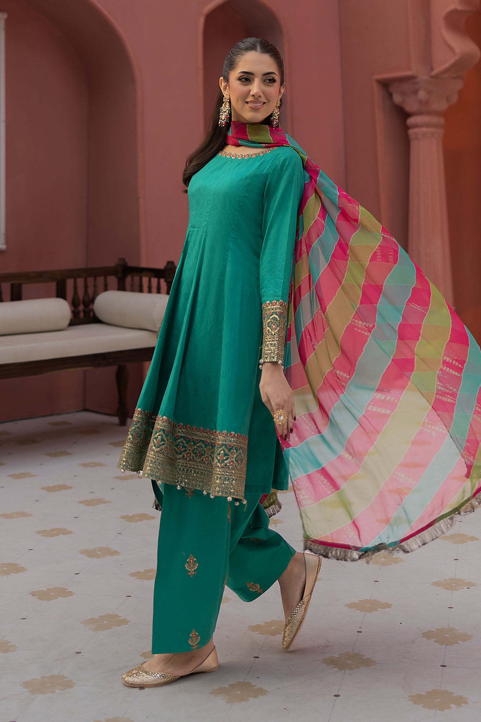 3 Piece Embroidered Self Jacquard Lawn Suit