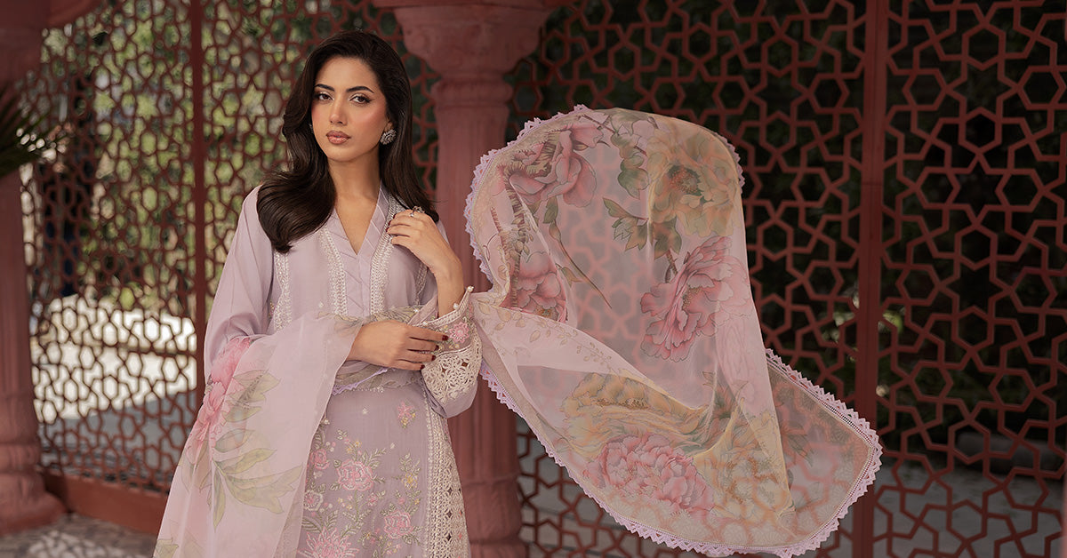 3 Piece Embroidered Dobby Lawn Suit | DW-EF25-151
