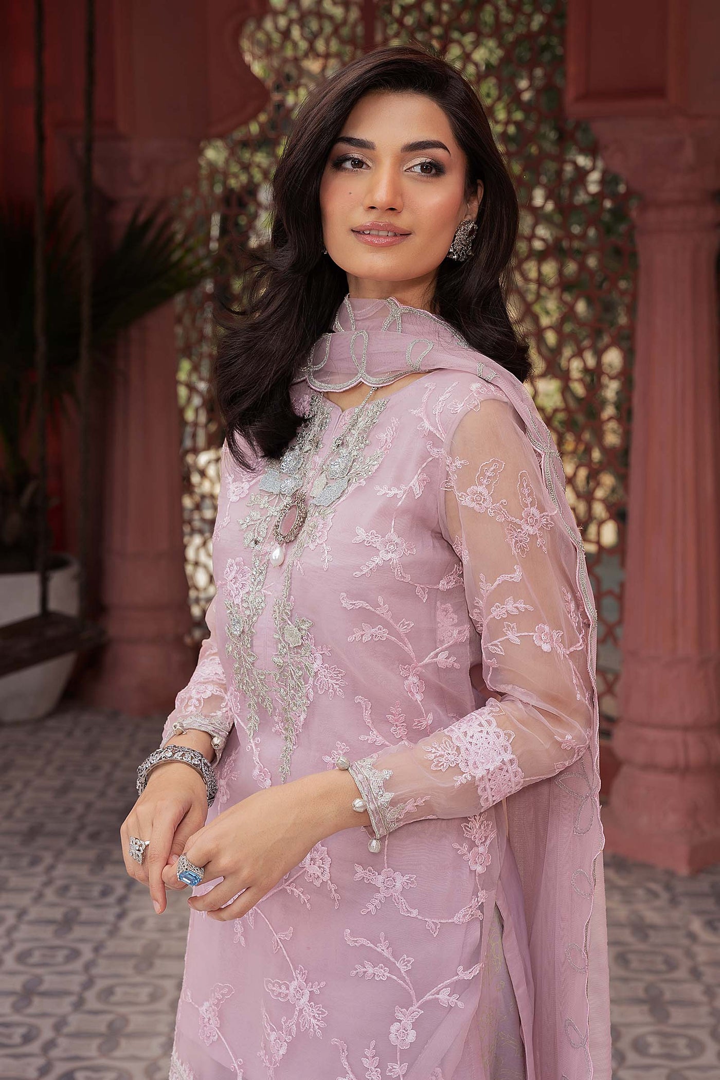3 Piece Embroidered Cotton Silk Suit | DW-EF25-17