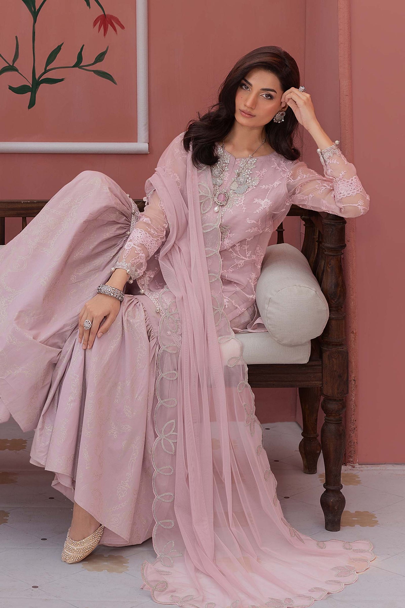 3 Piece Embroidered Cotton Silk Suit | DW-EF25-17
