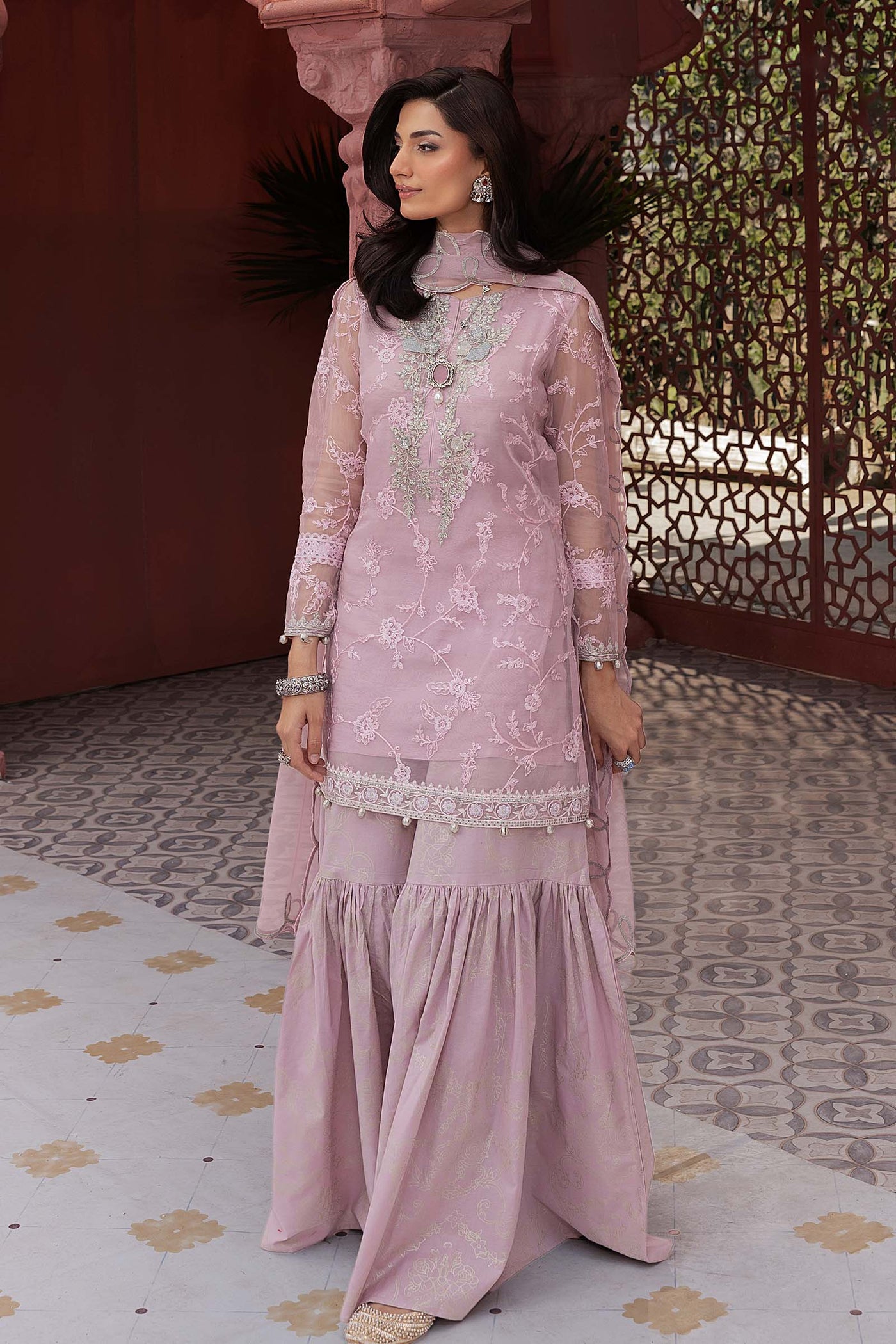 3 Piece Embroidered Cotton Silk Suit | DW-EF25-17