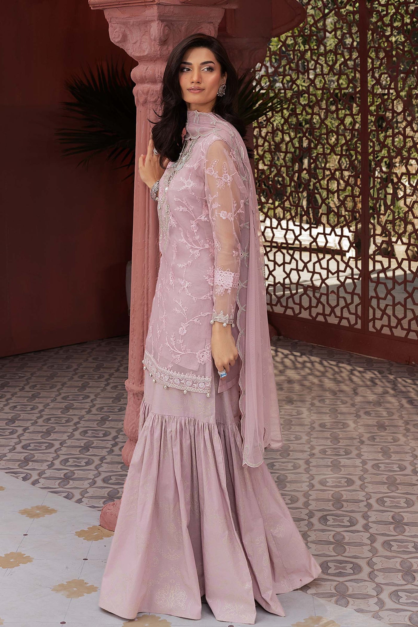 3 Piece Embroidered Cotton Silk Suit | DW-EF25-17