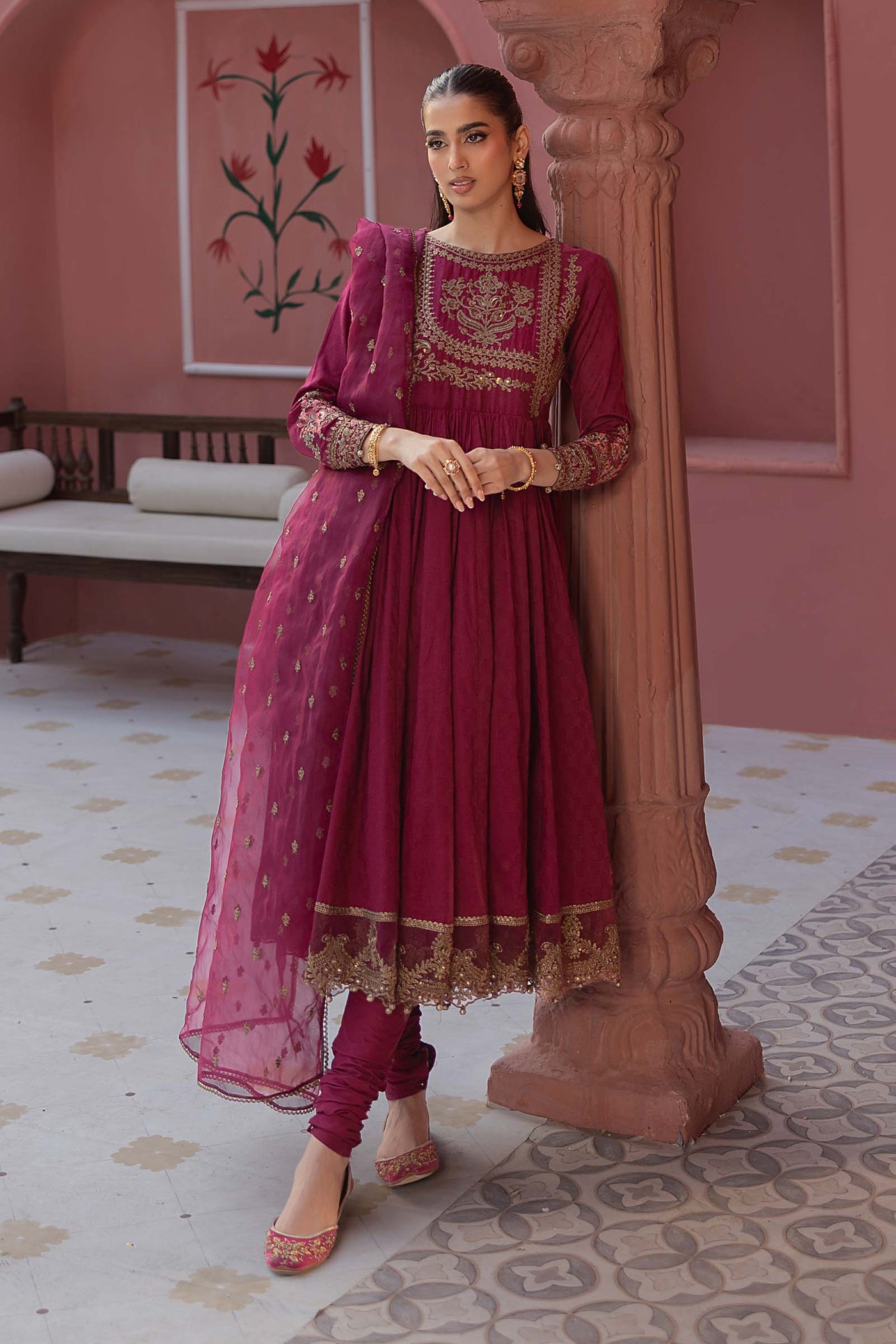 3 Piece Embroidered Self Jacquard Lawn Suit | DW-EF25-43