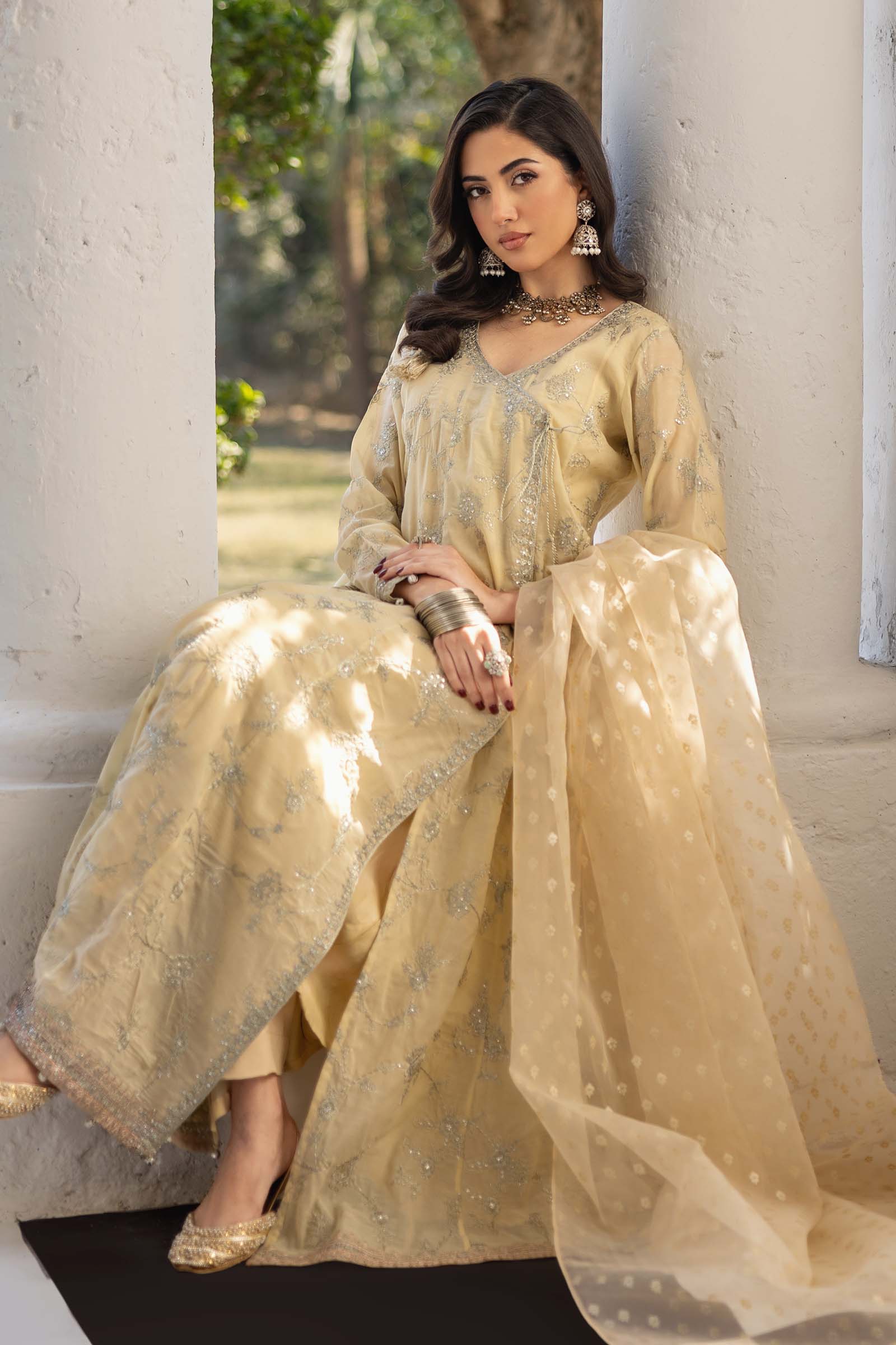 3 Piece Embroidered Paper Cotton Suit