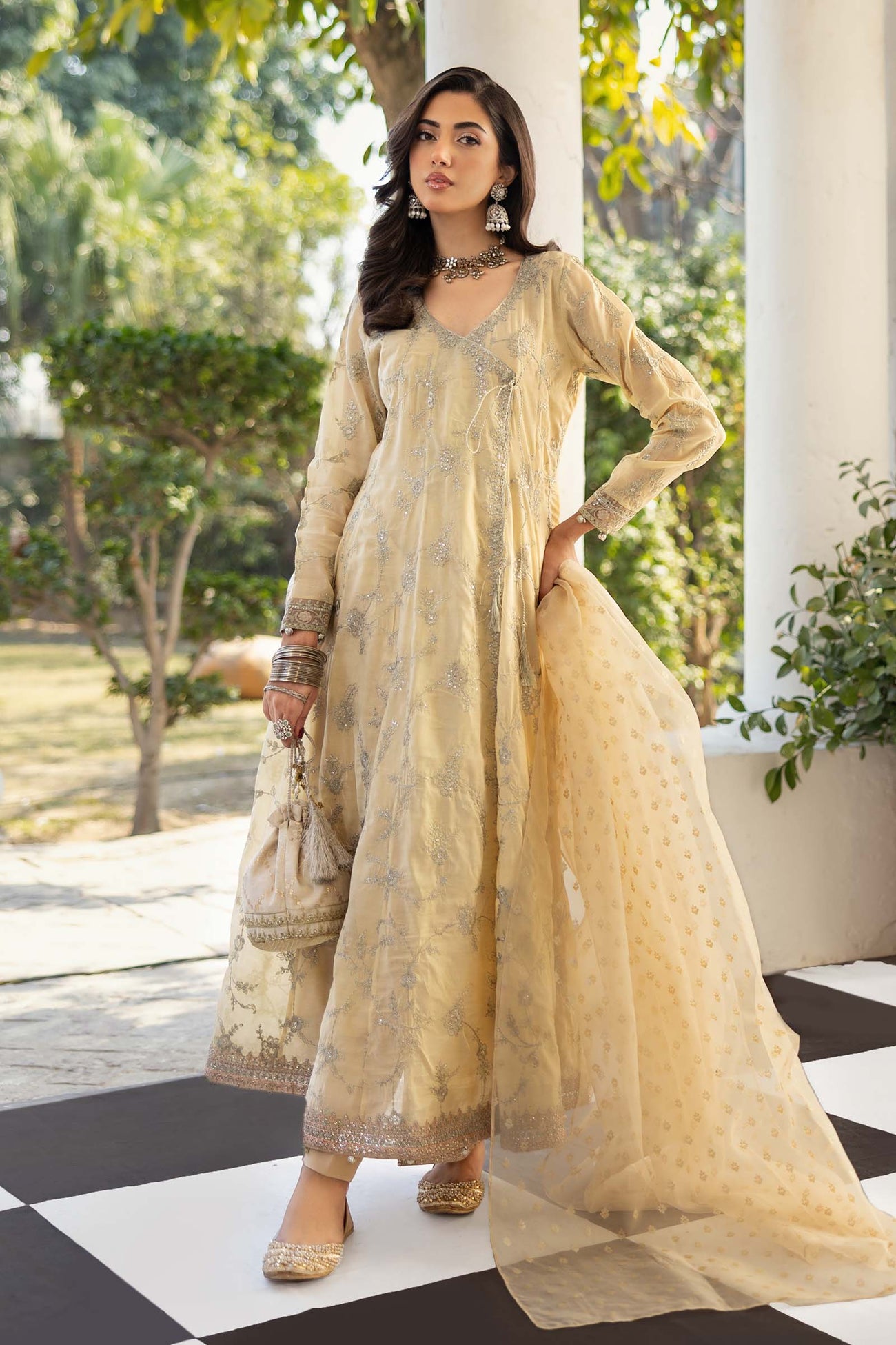 3 Piece Embroidered Paper Cotton Suit