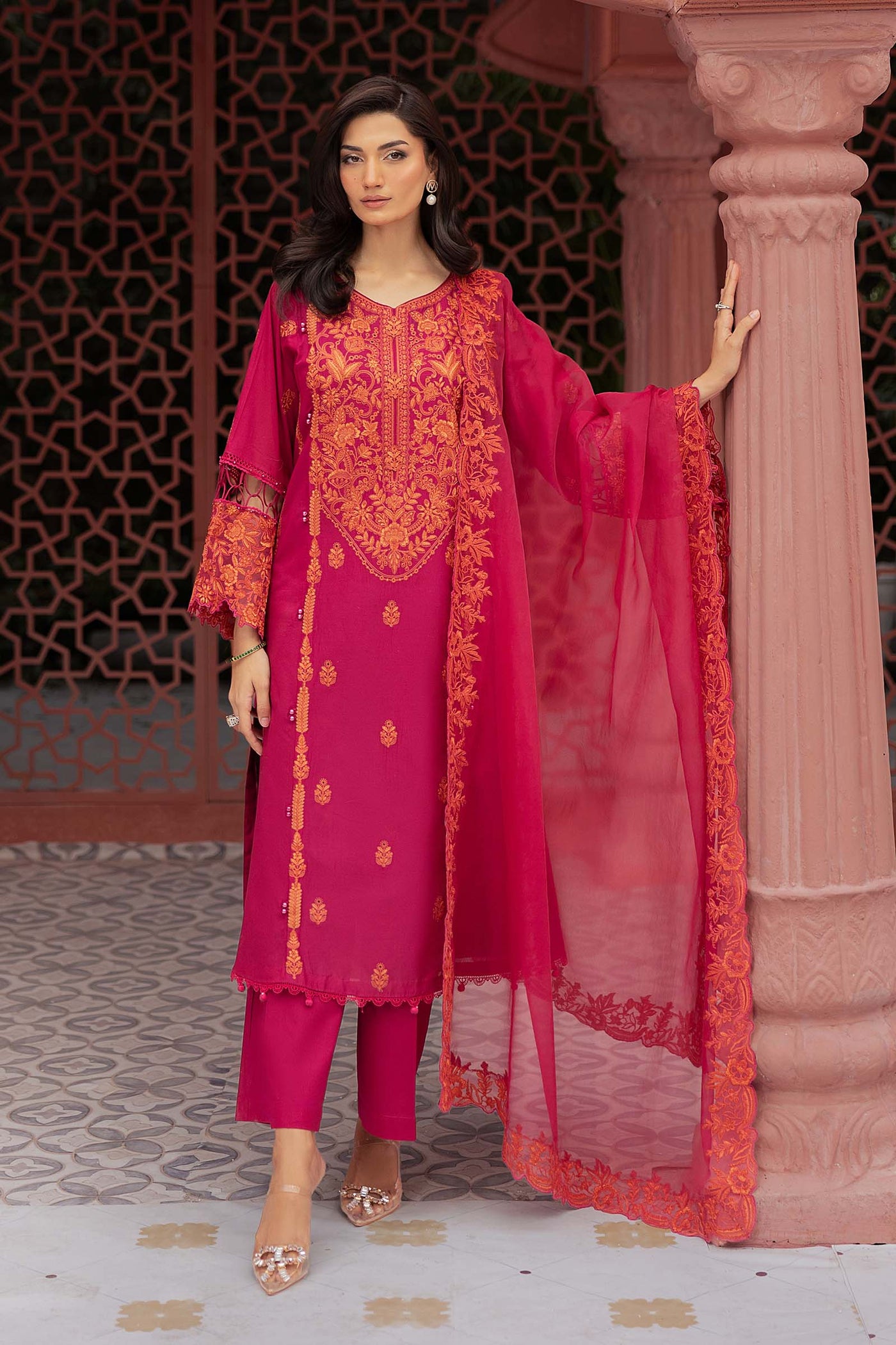 3 Piece Embroidered Lawn Suit | DW-EF25-95