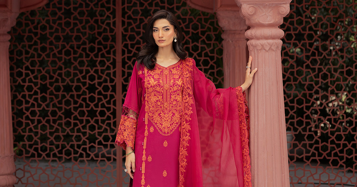 3 Piece Embroidered Lawn Suit | DW-EF25-95