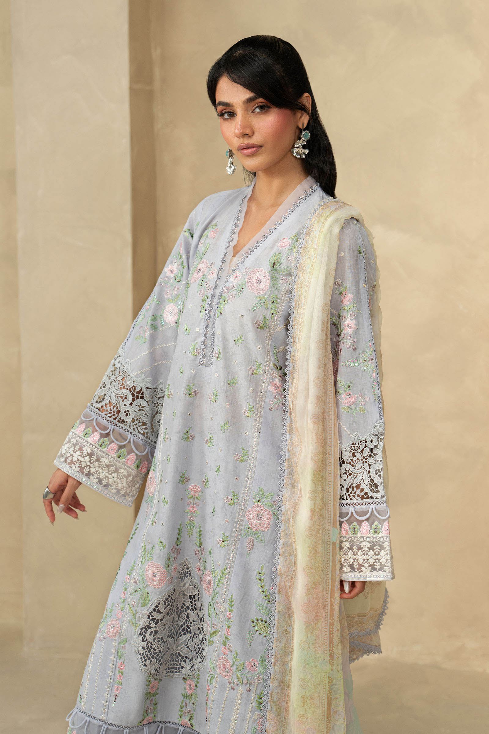 3 Piece Embroidered Dobby Lawn Suit