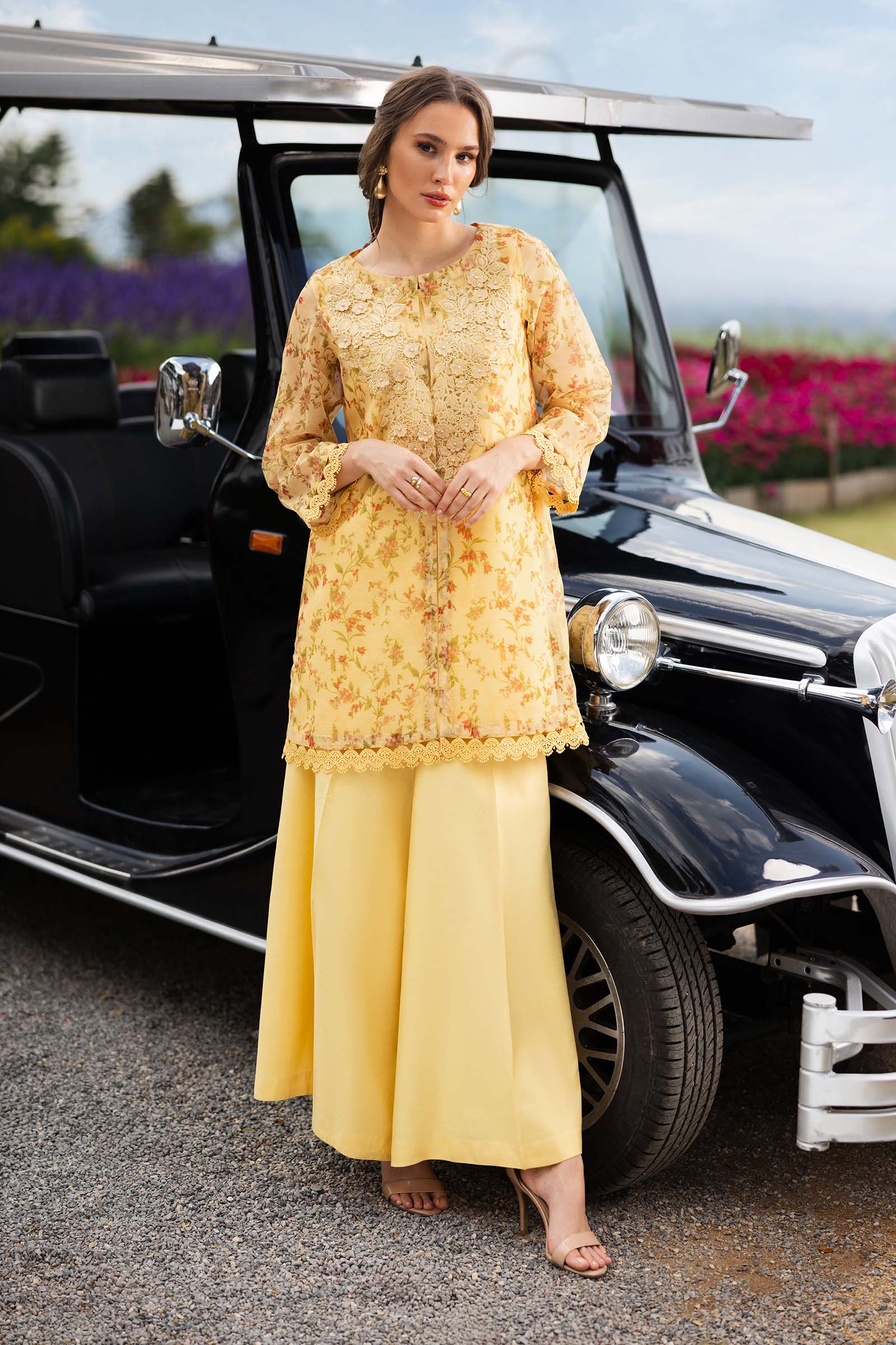 3 Piece Embroidered Cotton Net Suit
