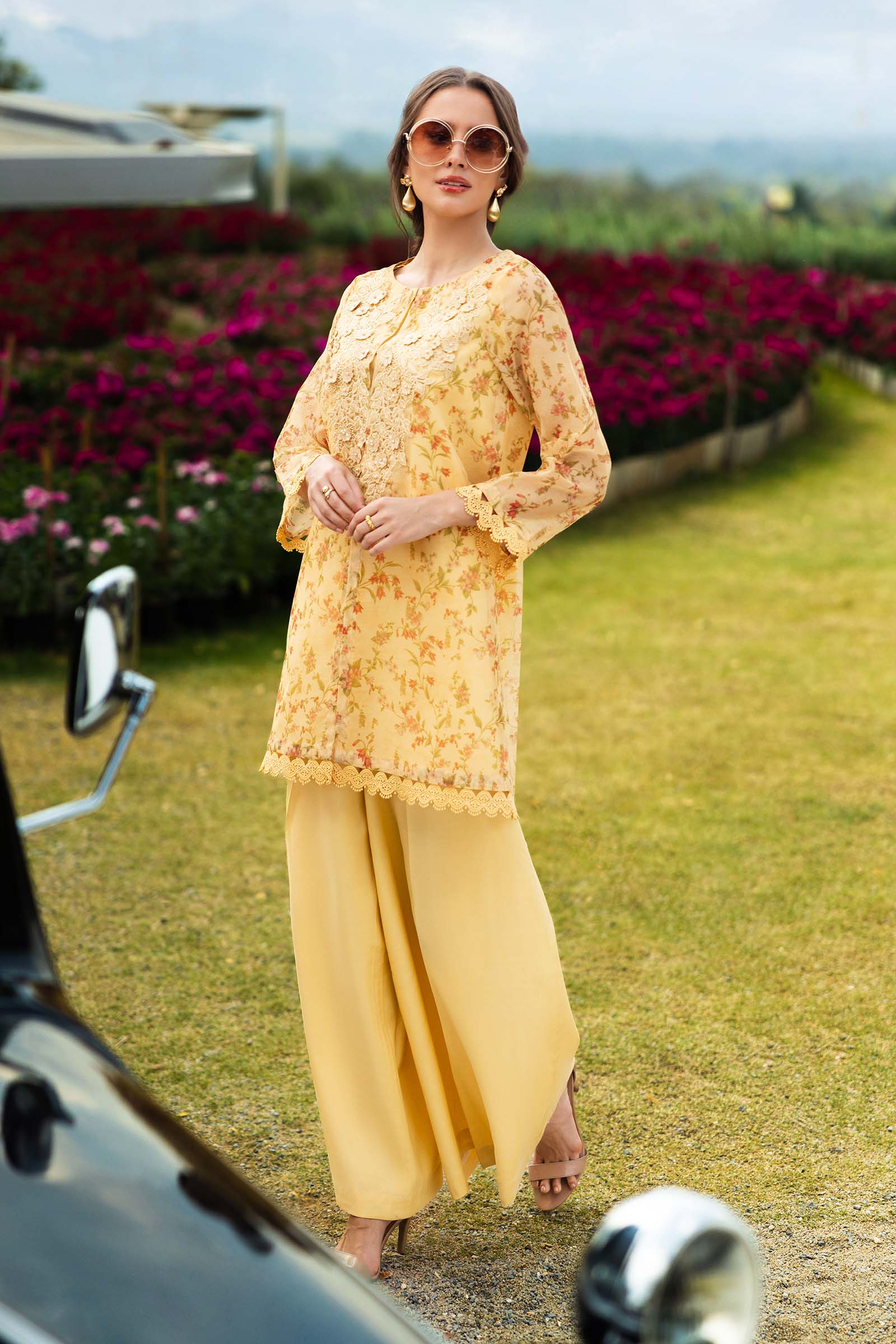 3 Piece Embroidered Cotton Net Suit
