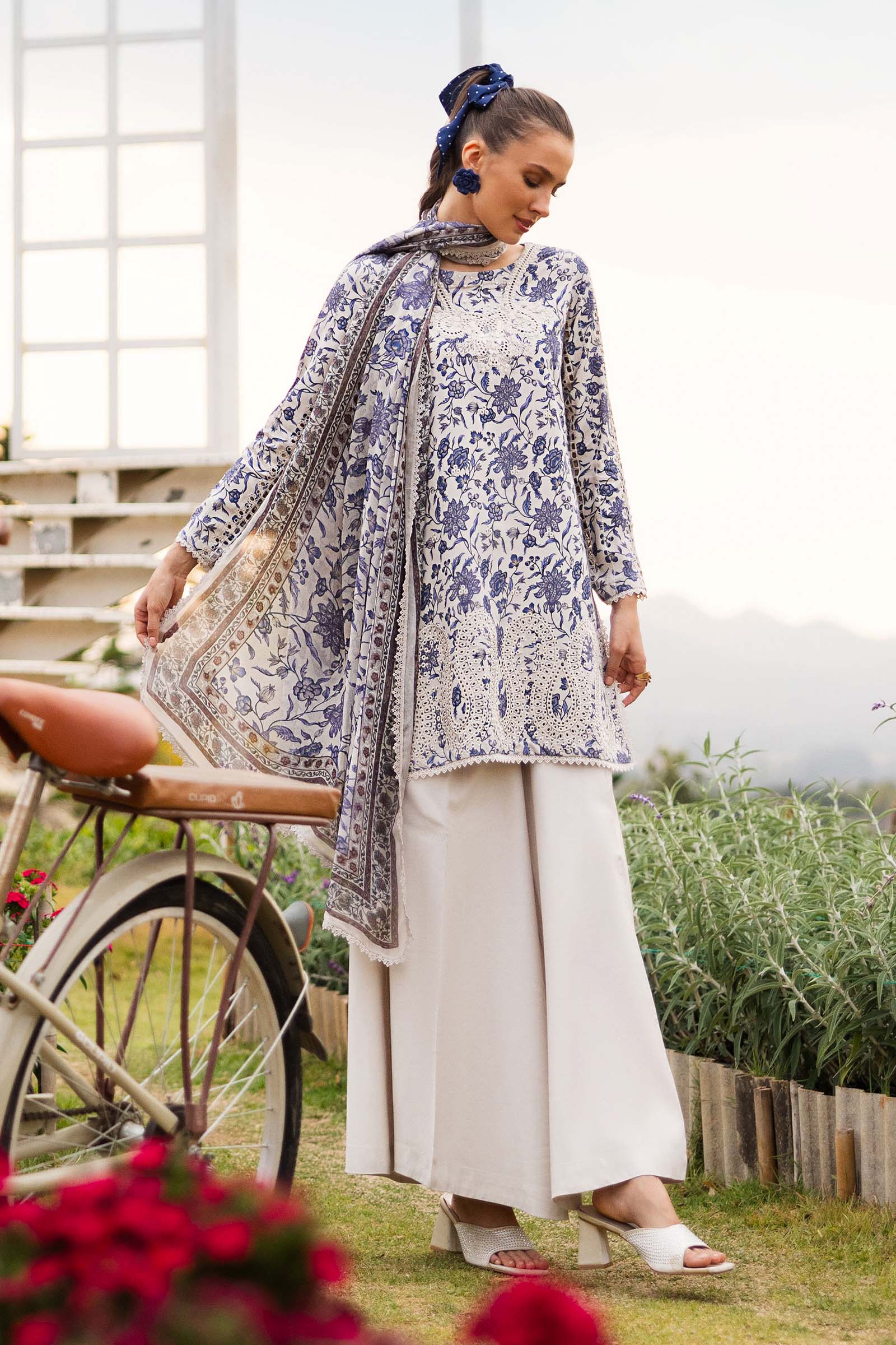 3 Piece Embroidered Raw Silk Suit