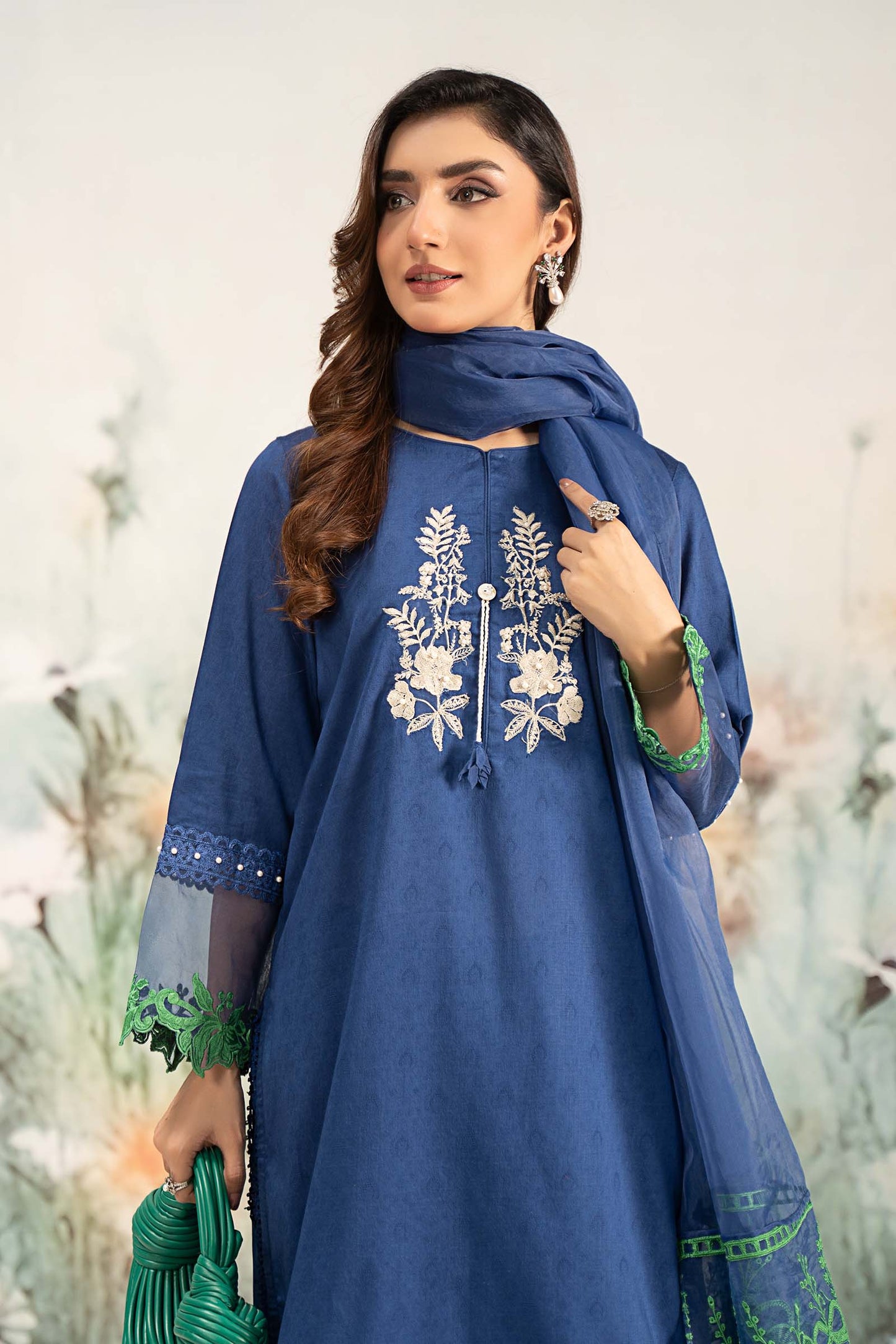 3 Piece Embroidered Self Jacquard Lawn Suit