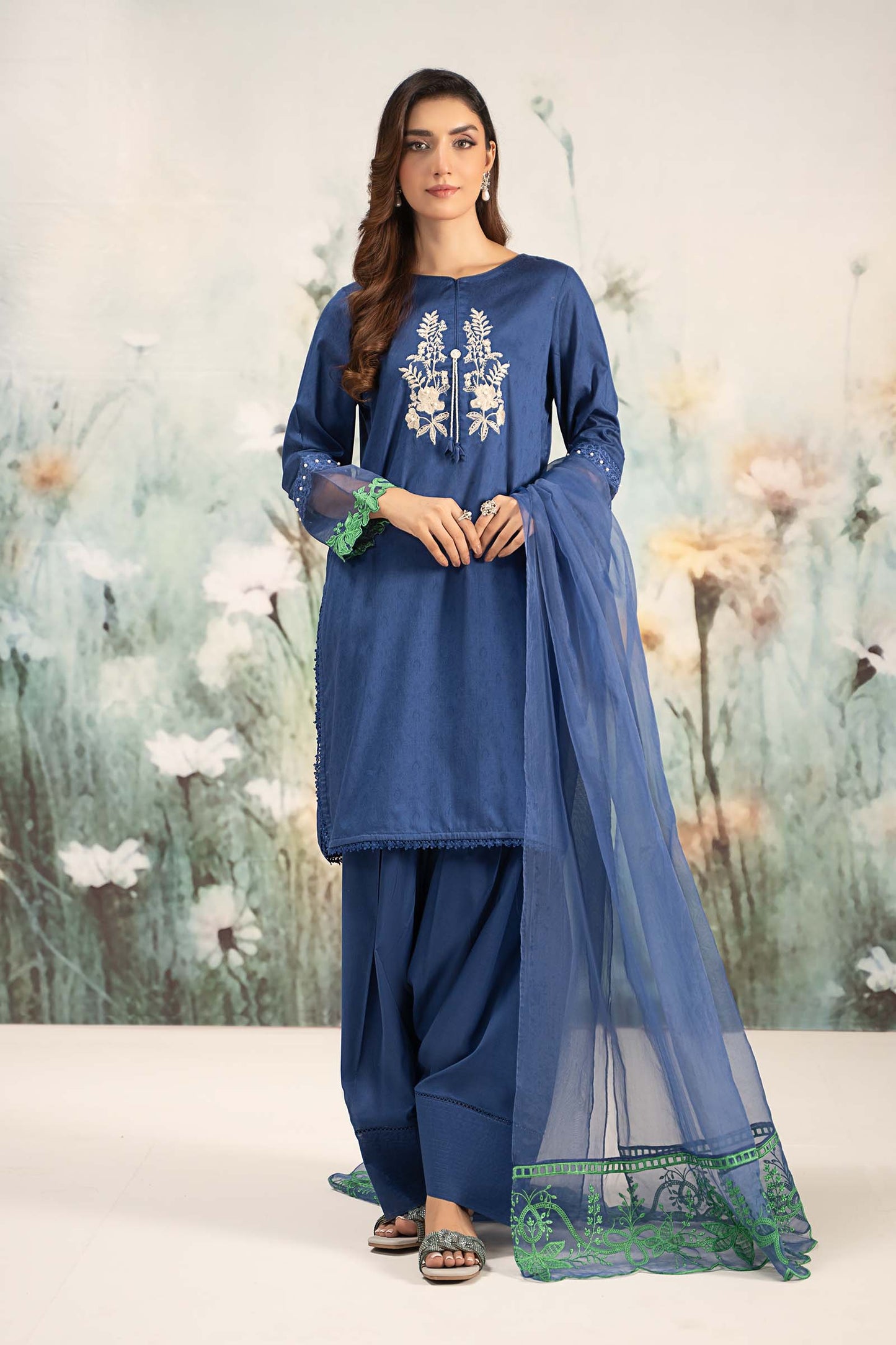 3 Piece Embroidered Self Jacquard Lawn Suit
