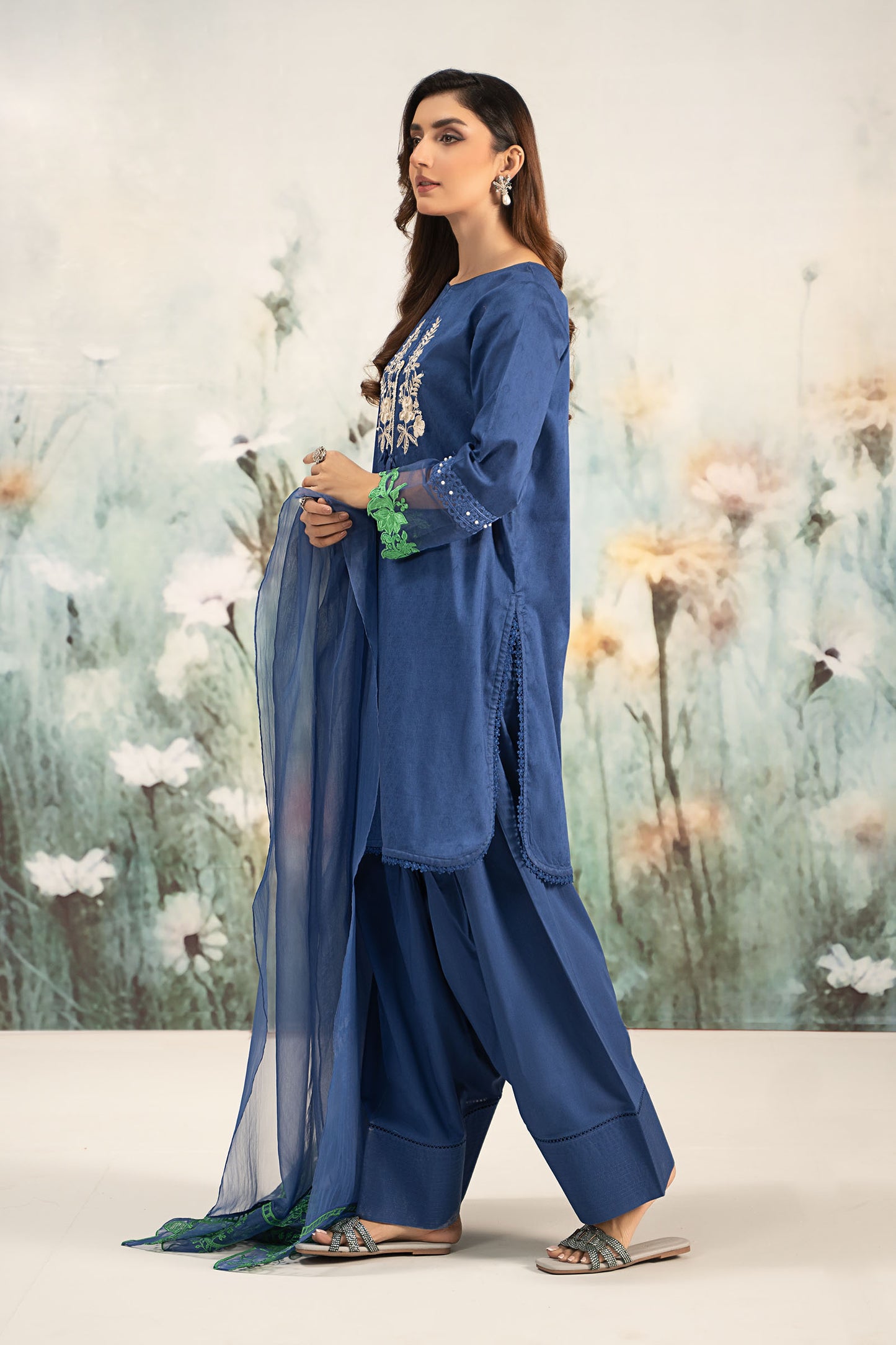 3 Piece Embroidered Self Jacquard Lawn Suit