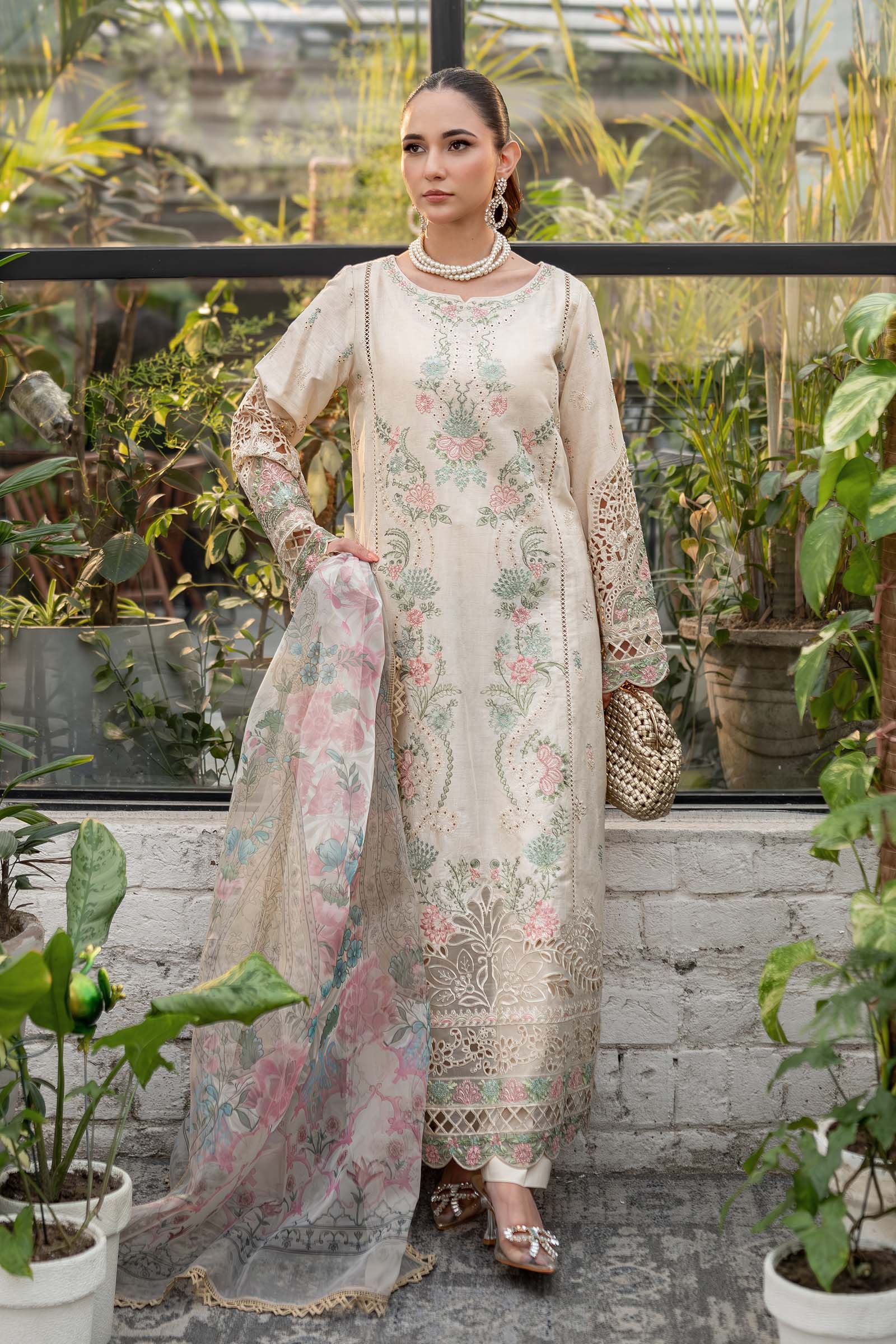 3 Piece Embroidered Self Jacquard Lawn Suit