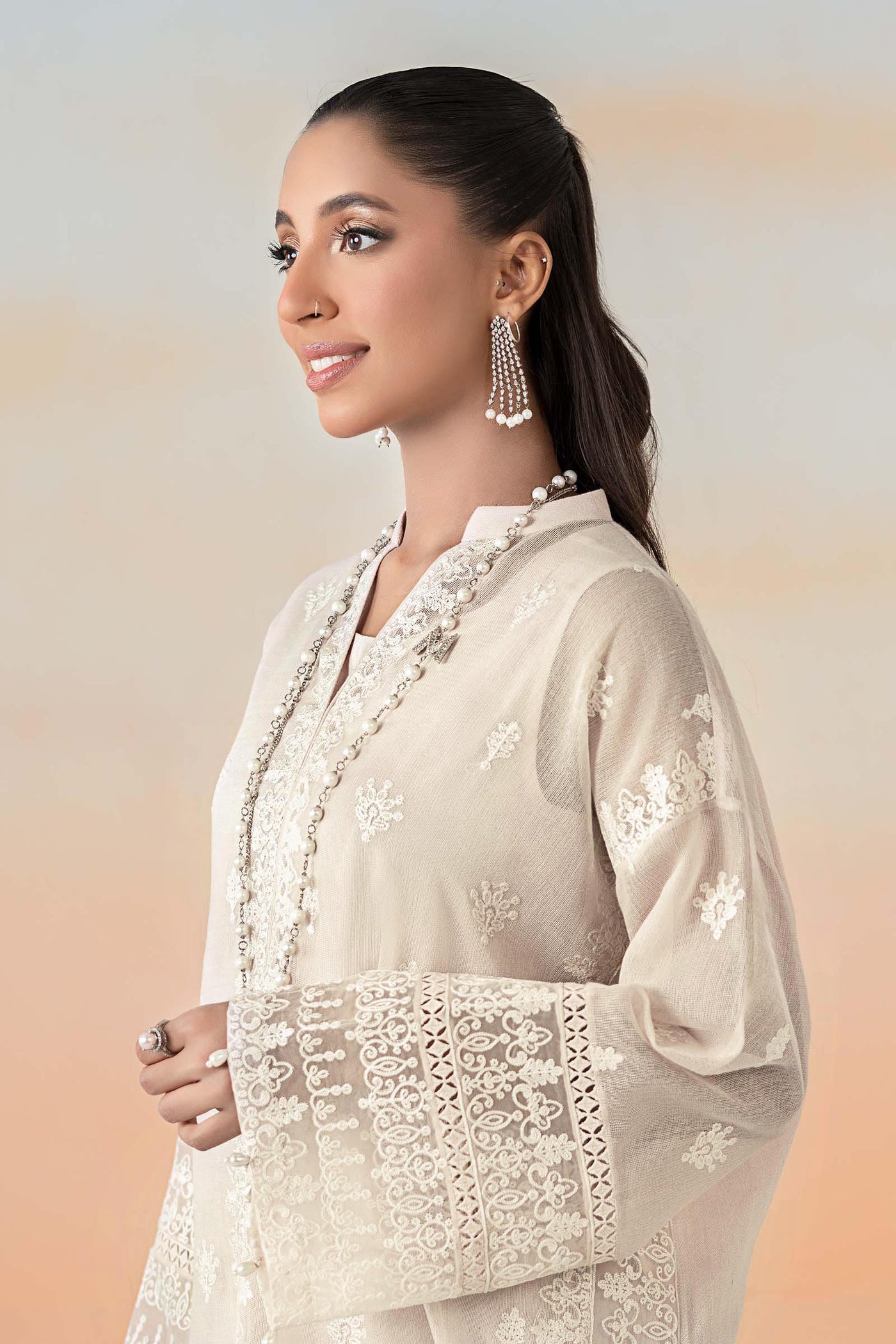 3 Piece Embroidered Cotton Net Suit | DW-EF25-92