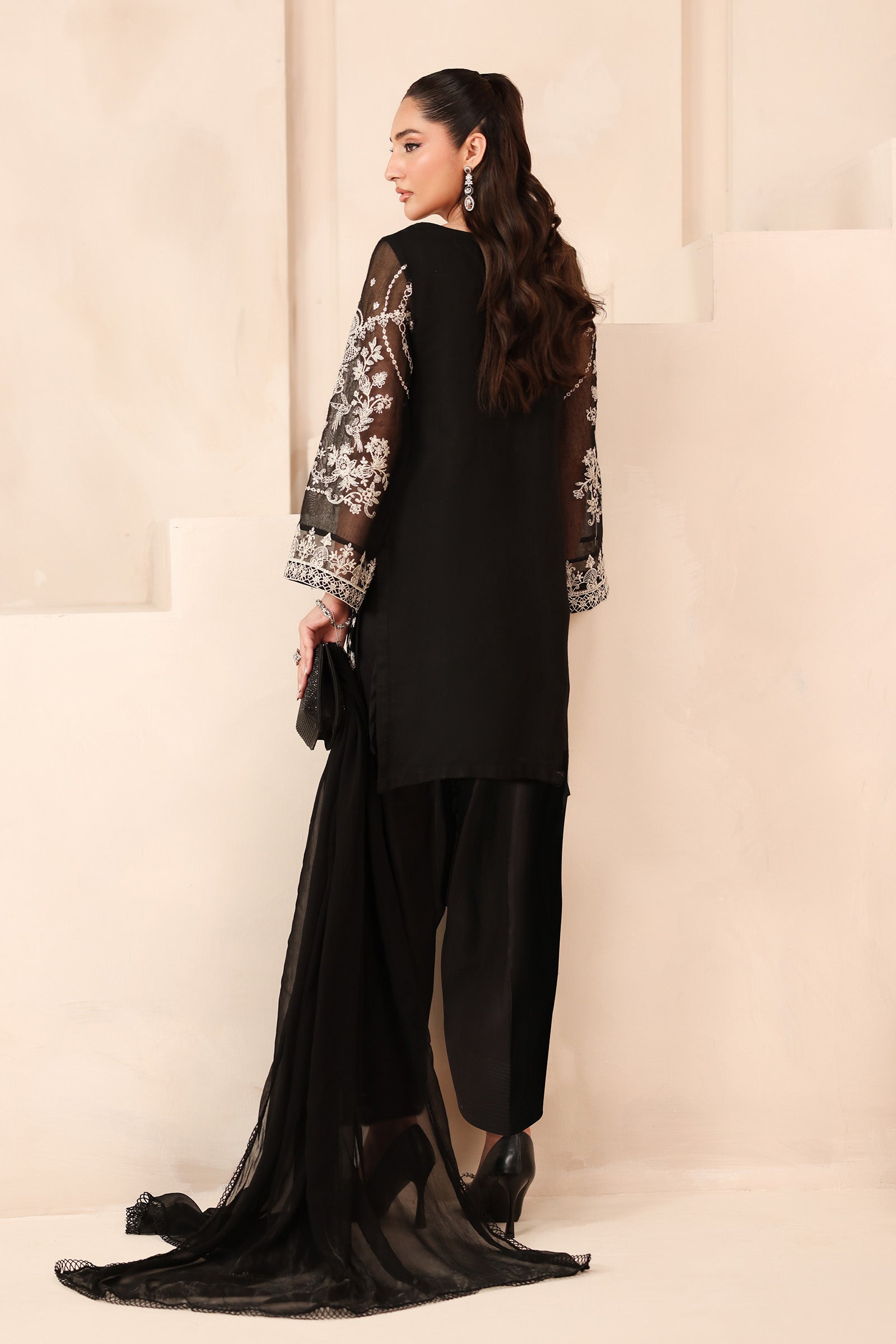 3 Piece Embroidered Cotton Net Suit