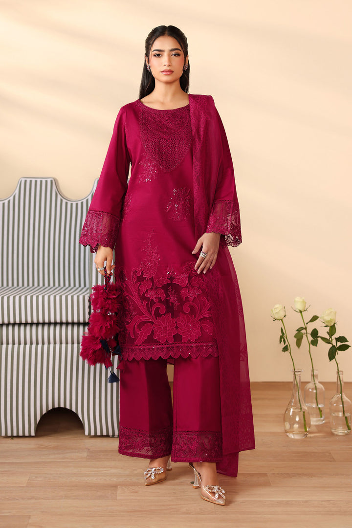 3 Piece Embroidered Dobby Suit All Products DWP2507-ESM-MRN