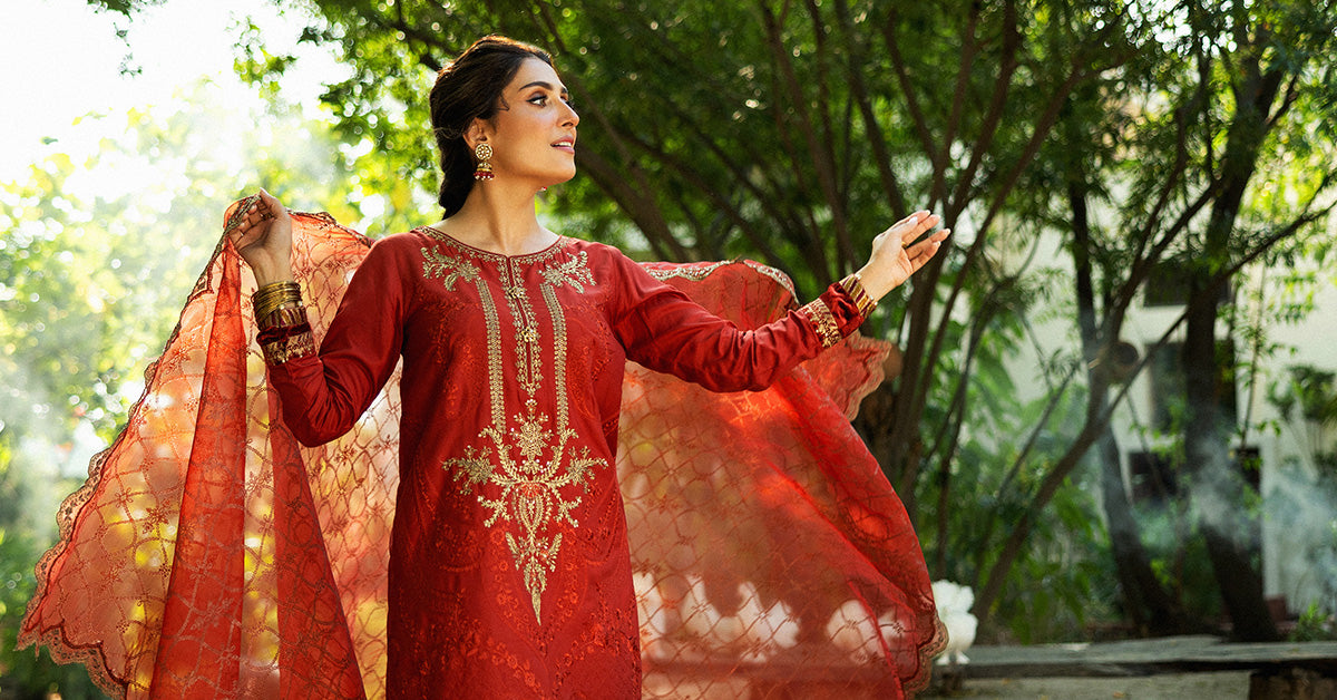 3 Piece Embroidered Linen Suit | DW-W24-106