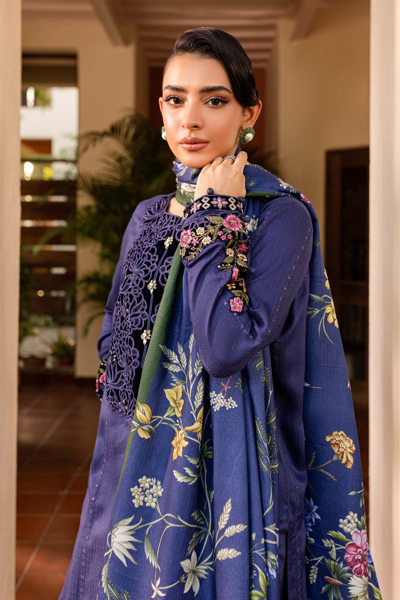 3 Piece Embroidered Linen Suit