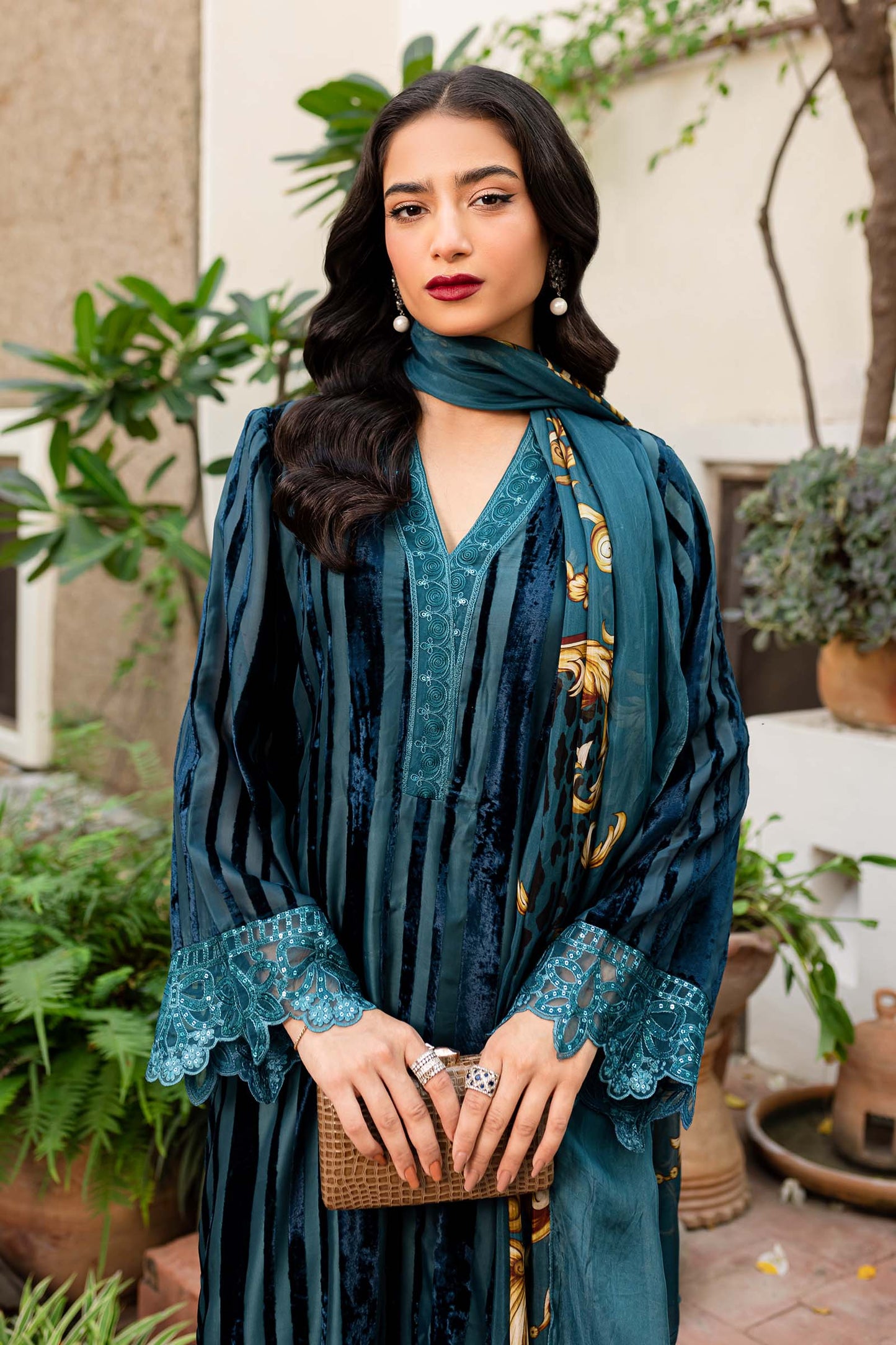 3 Piece Embroidered Plush Suit