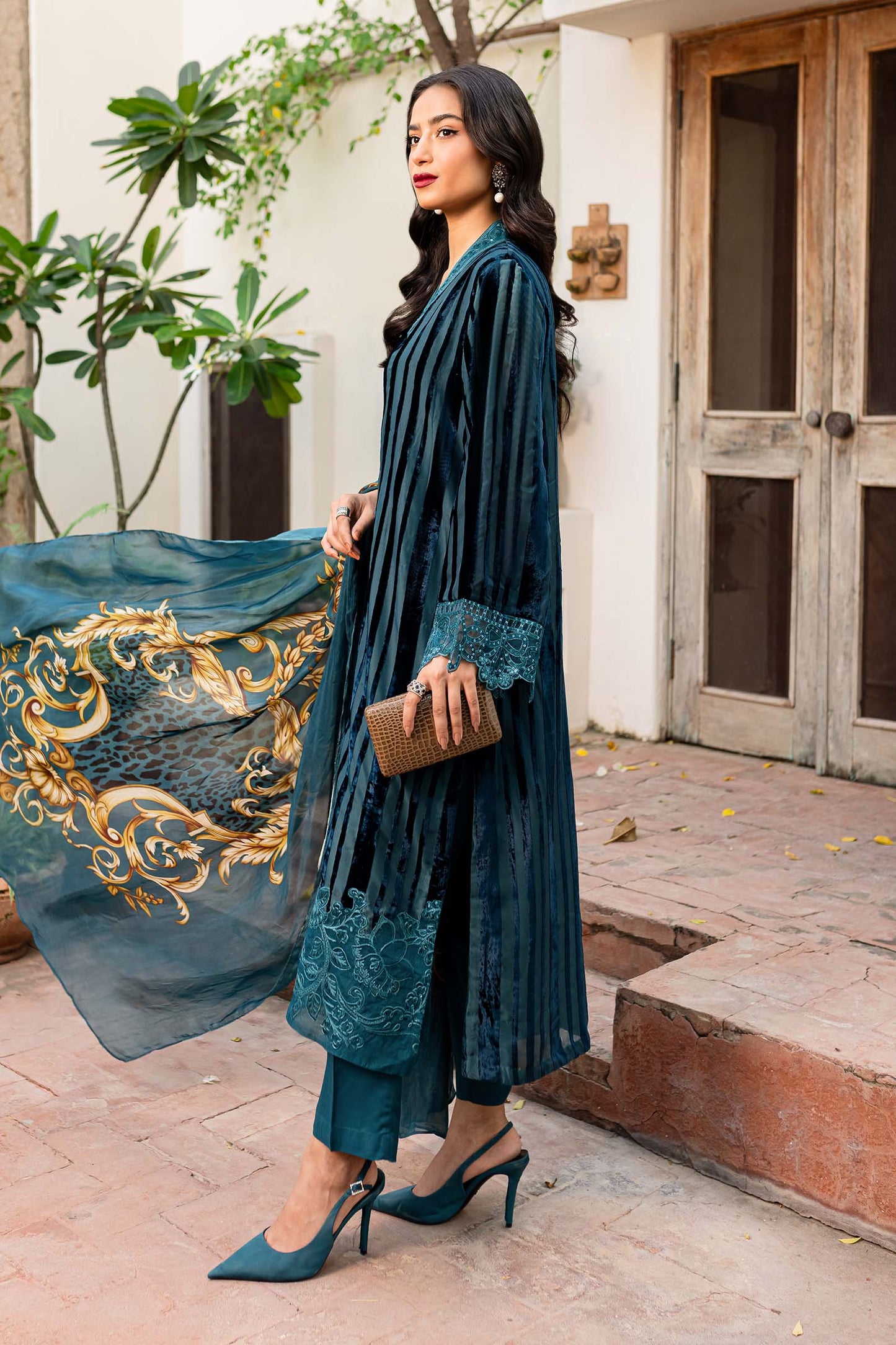 3 Piece Embroidered Plush Suit