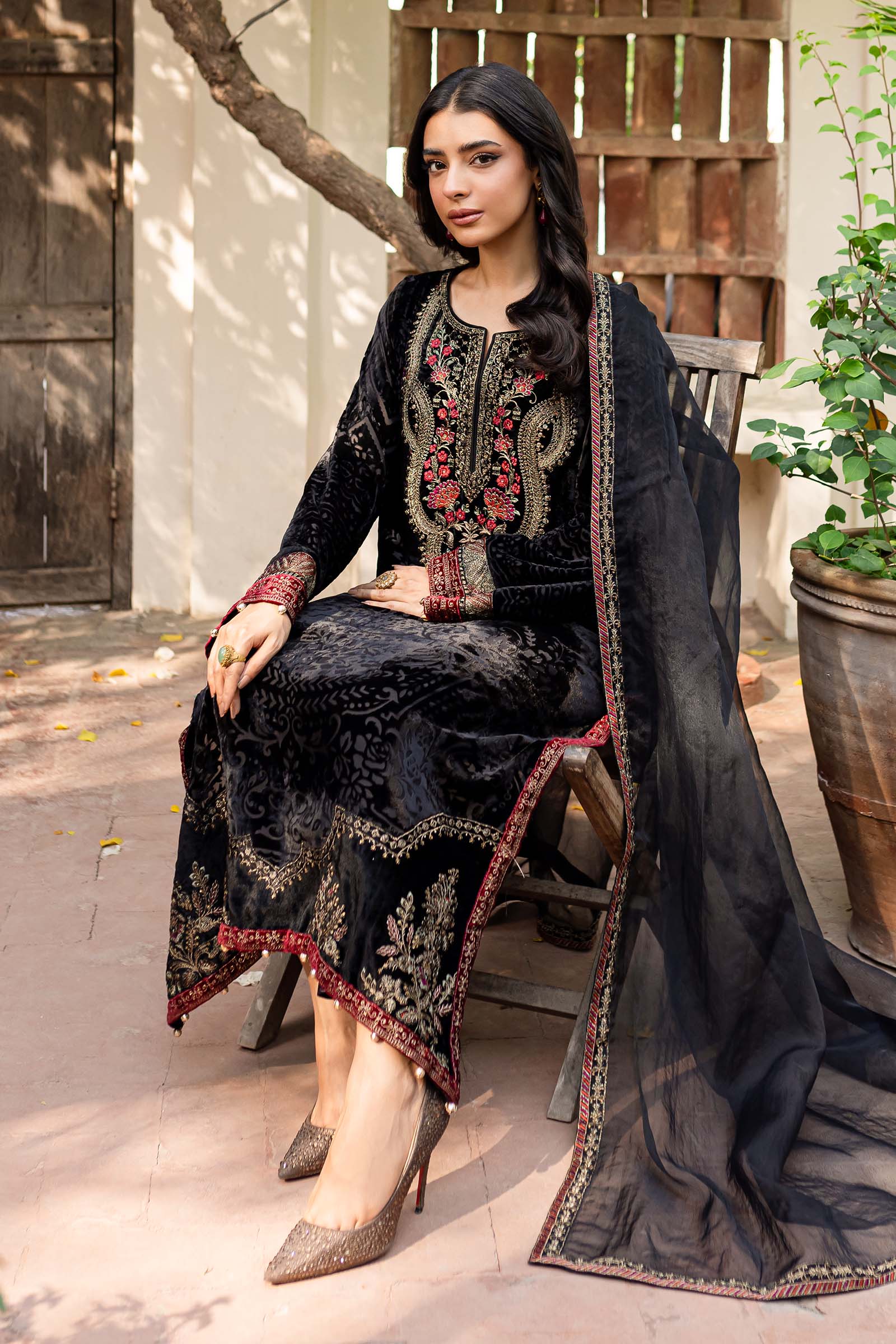 3 Piece Embroidered Plush Suit