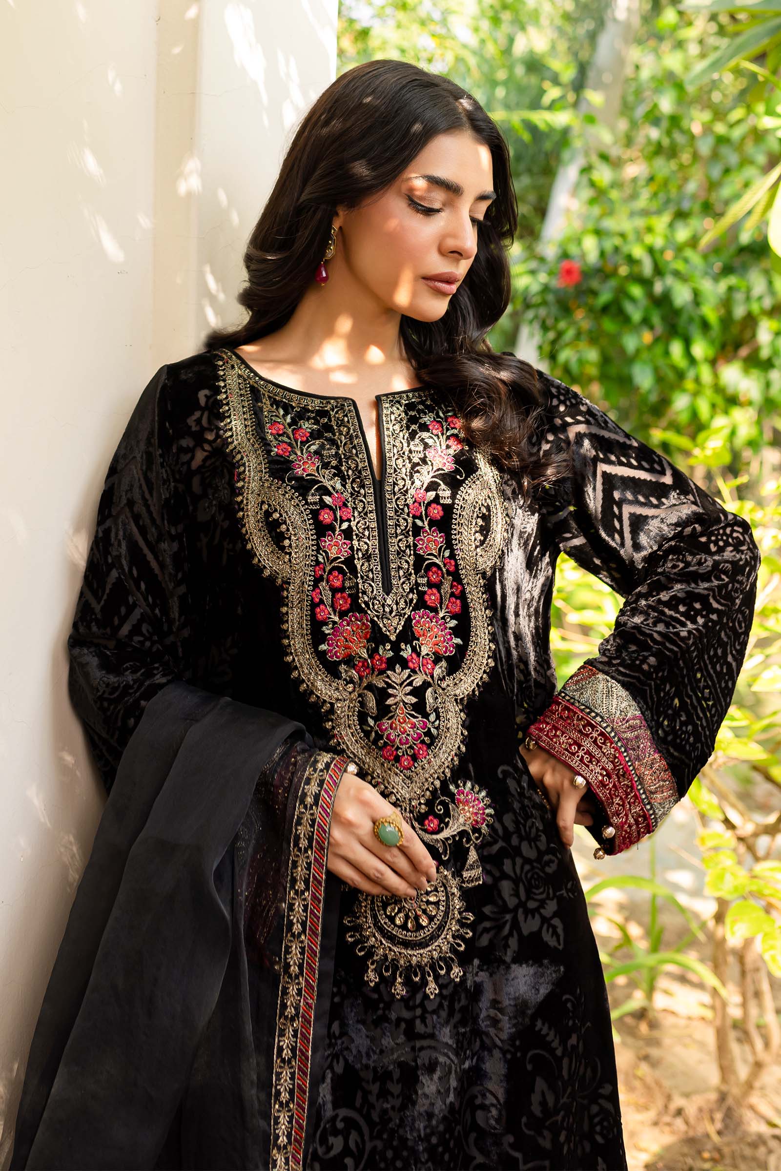 3 Piece Embroidered Plush Suit