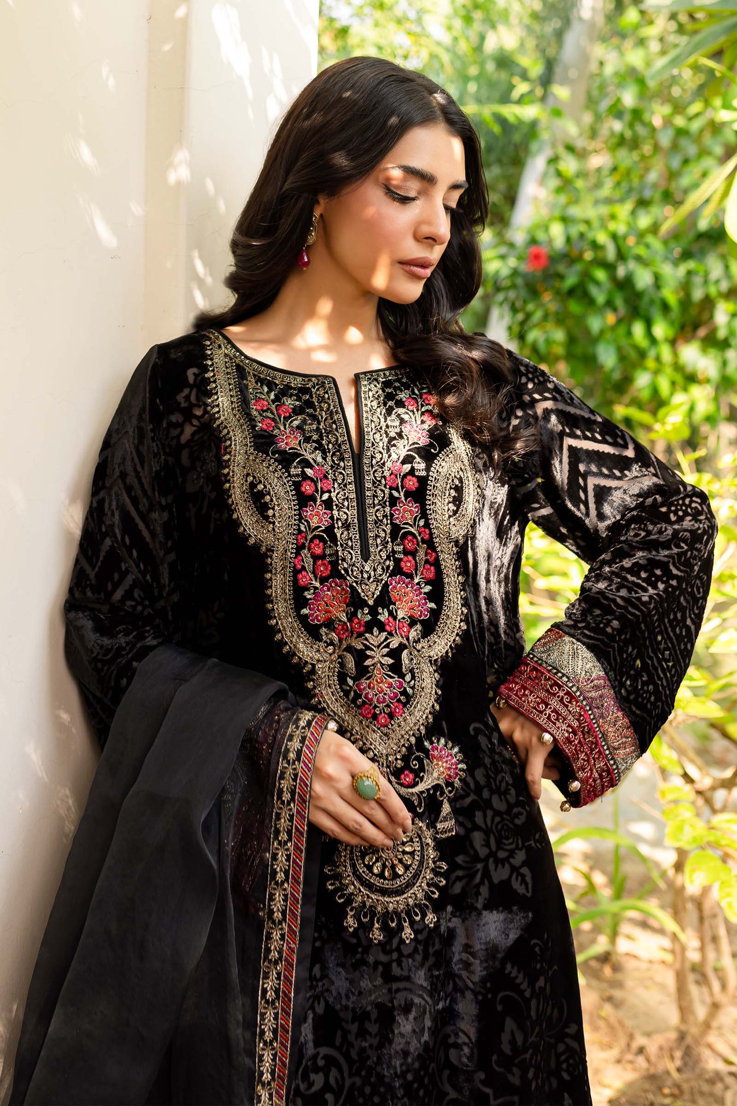 3 Piece Embroidered Plush Suit