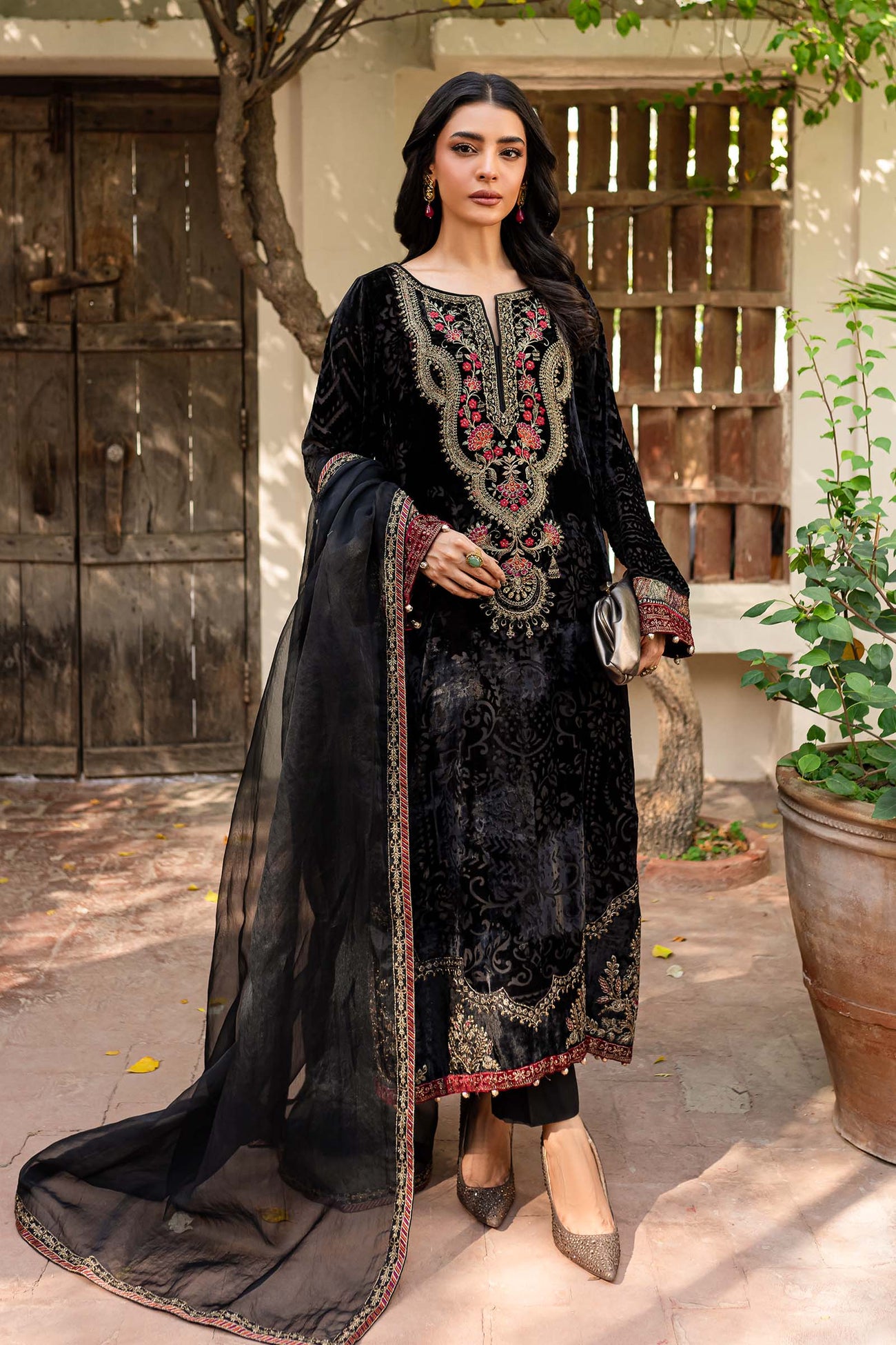 3 Piece Embroidered Plush Suit