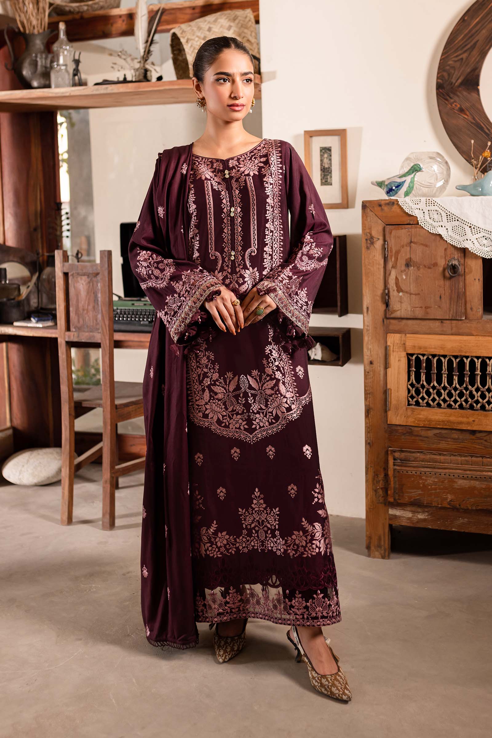 3 Piece Embroidered Linen Suit