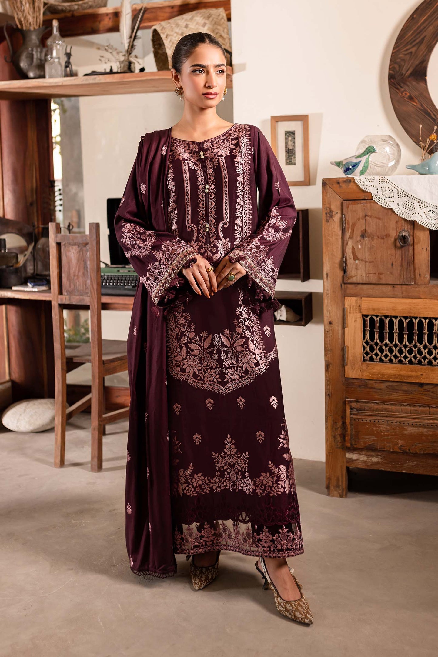 3 Piece Embroidered Linen Suit