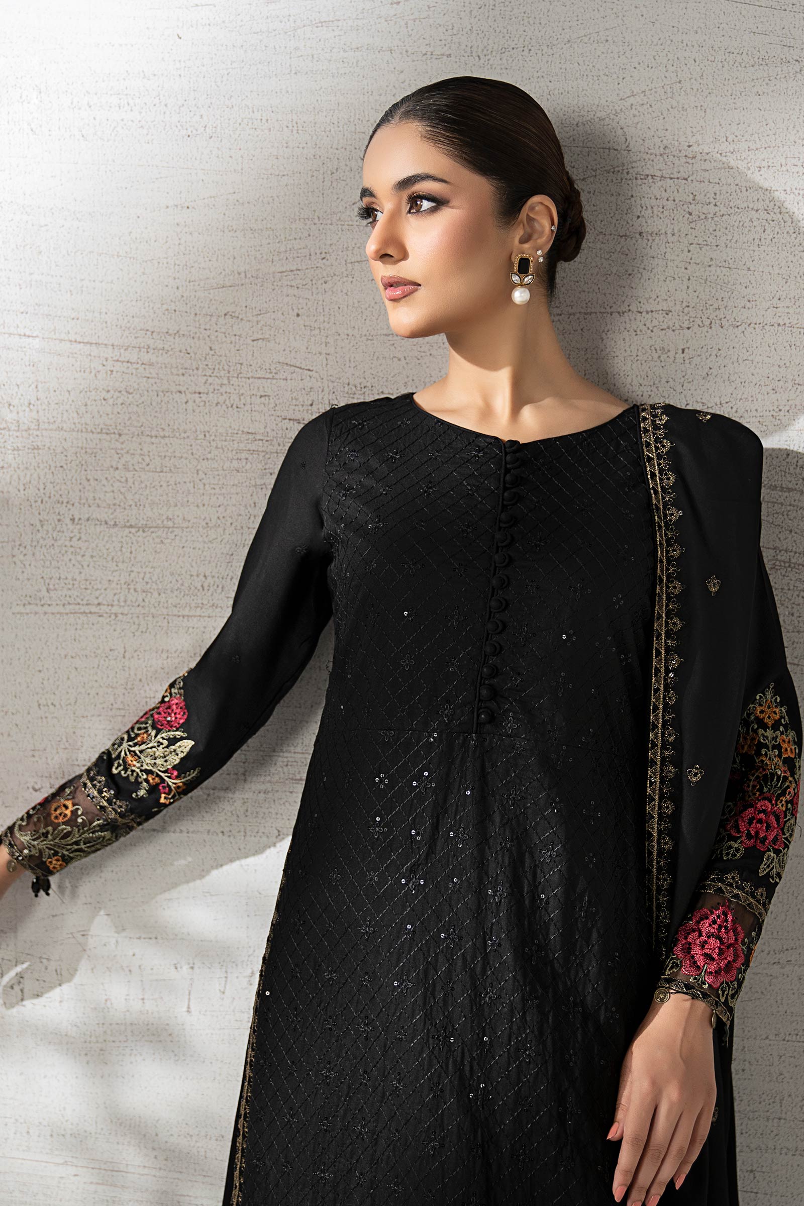 3 Piece Embroidered Linen Suit