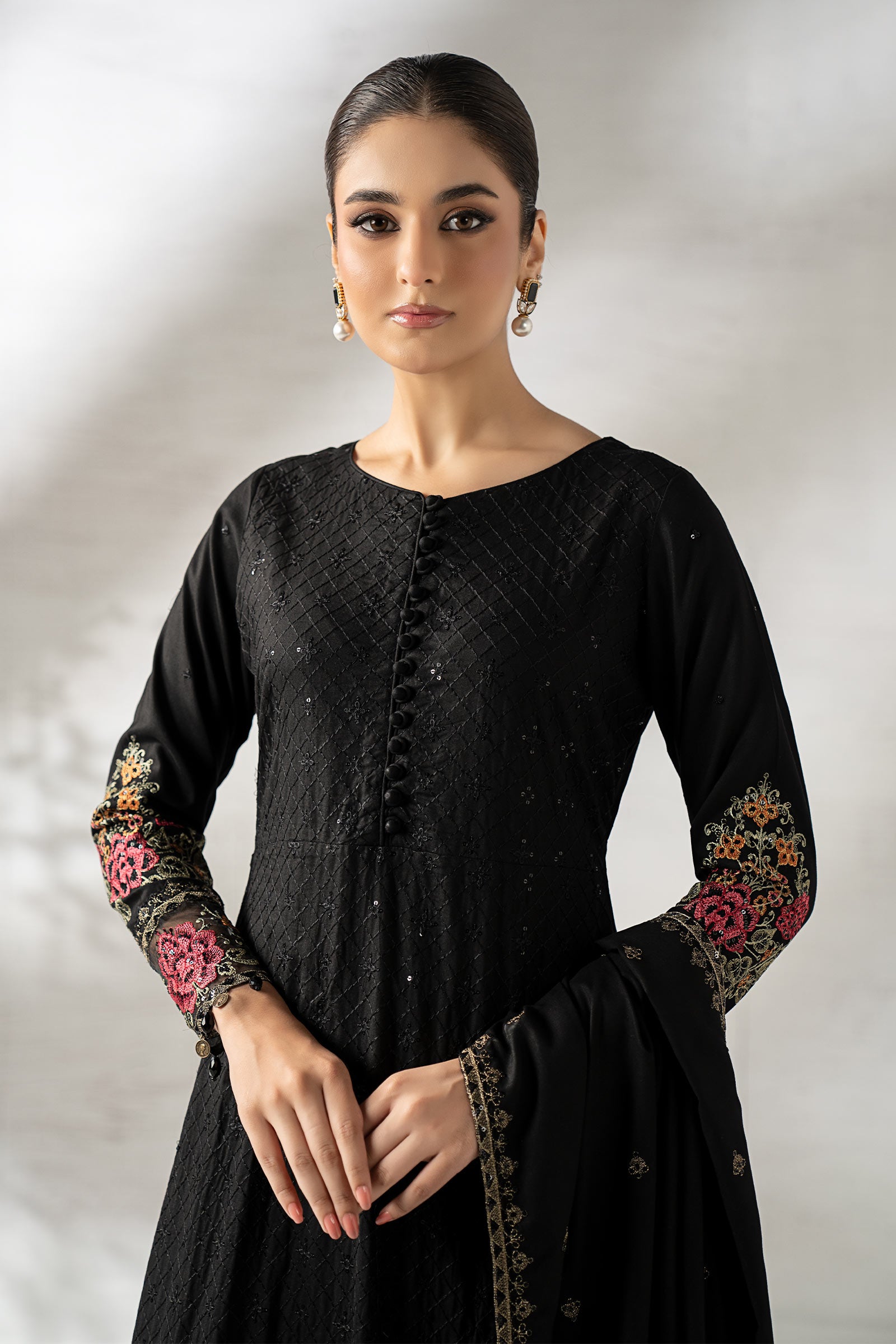 3 Piece Embroidered Linen Suit