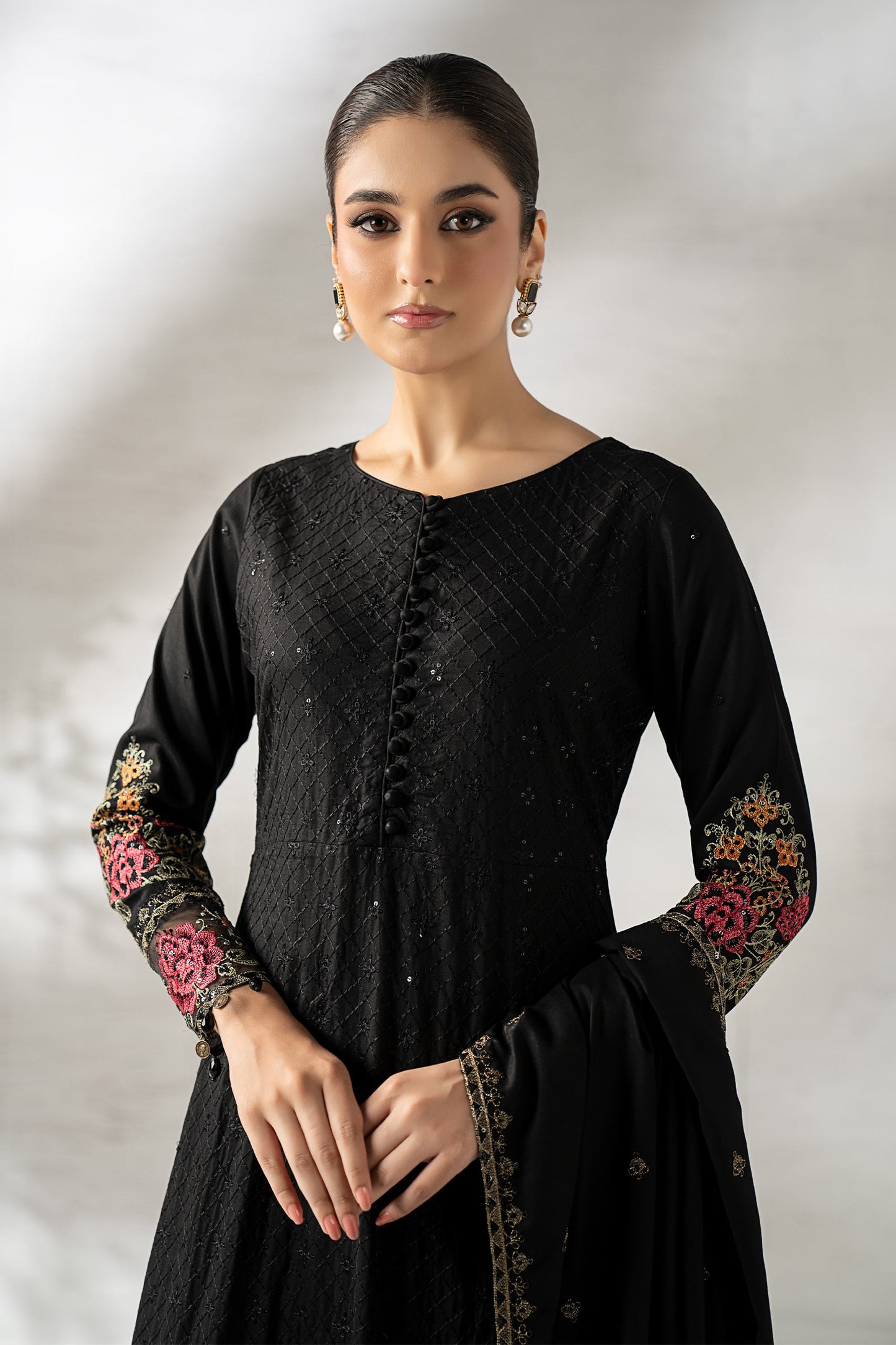 3 Piece Embroidered Linen Suit