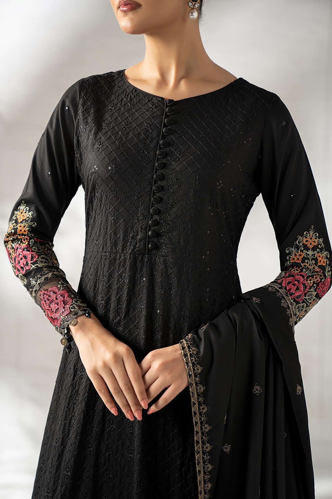 3 Piece Embroidered Linen Suit