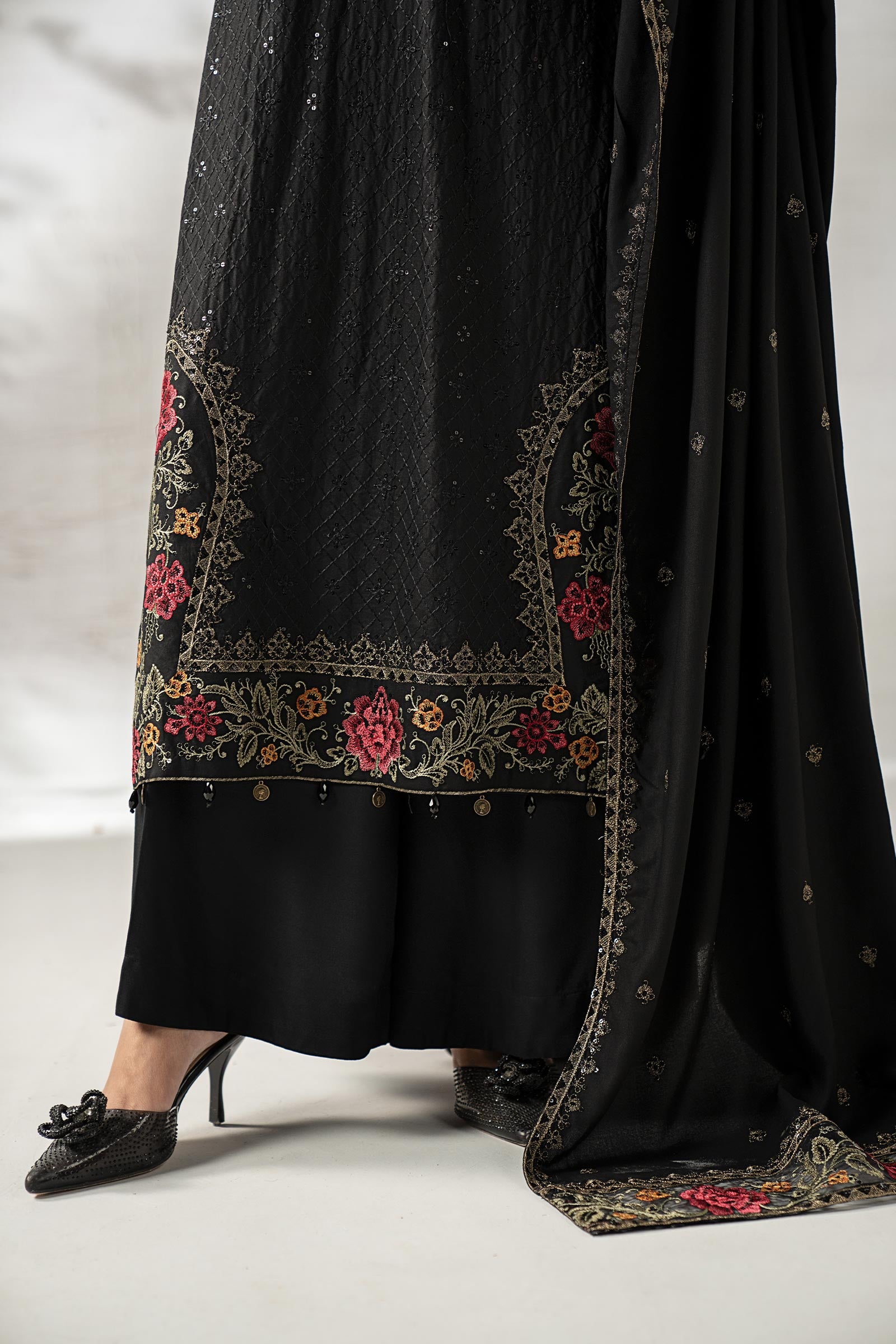 3 Piece Embroidered Linen Suit