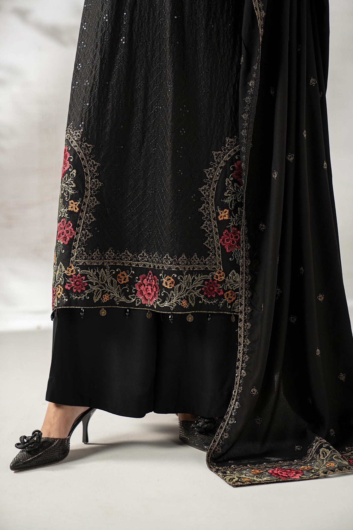 3 Piece Embroidered Linen Suit